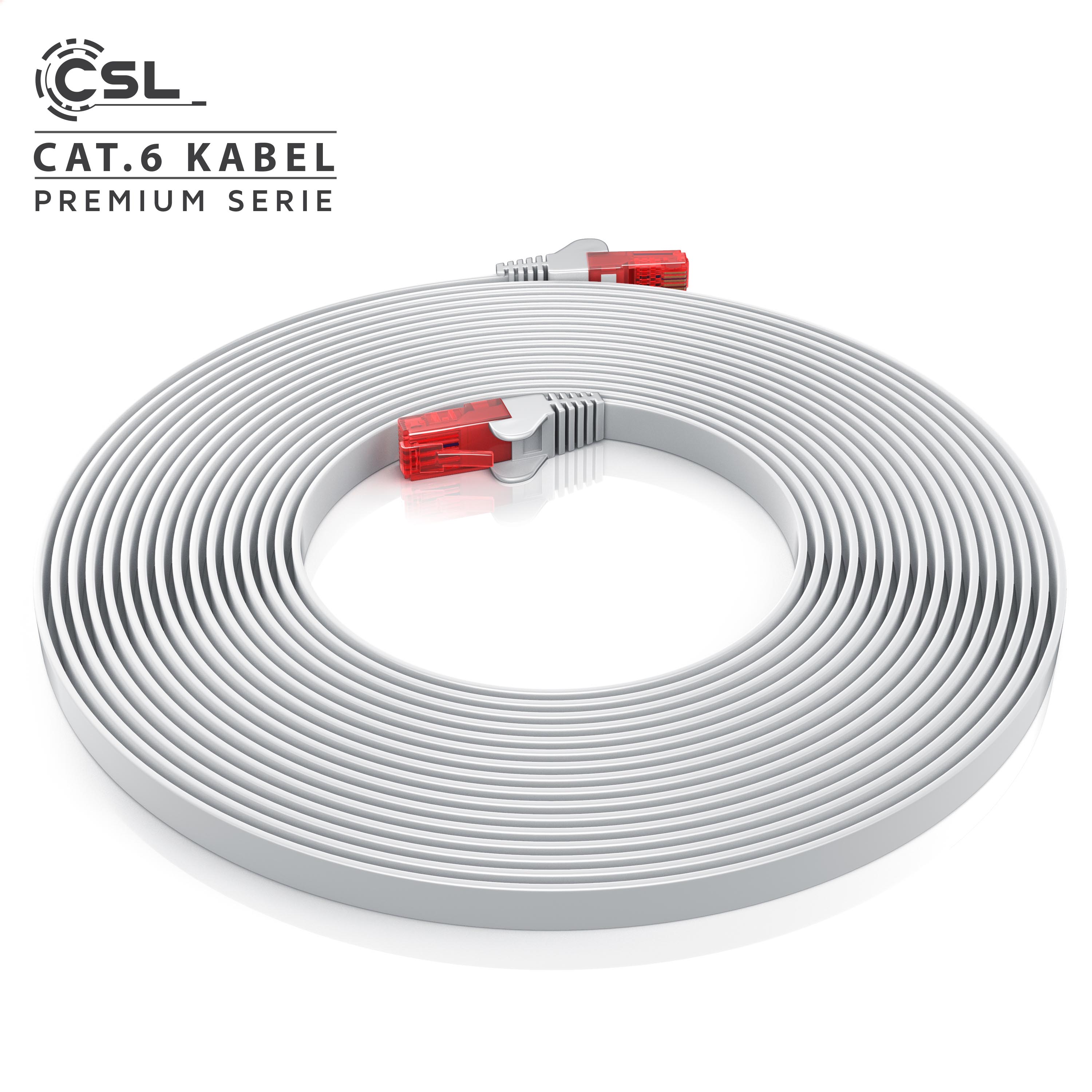 Fibrionic Network Solutions LAN Kabel: Netzwerk-Kabel Cat5e Flach, Weiß, 10m