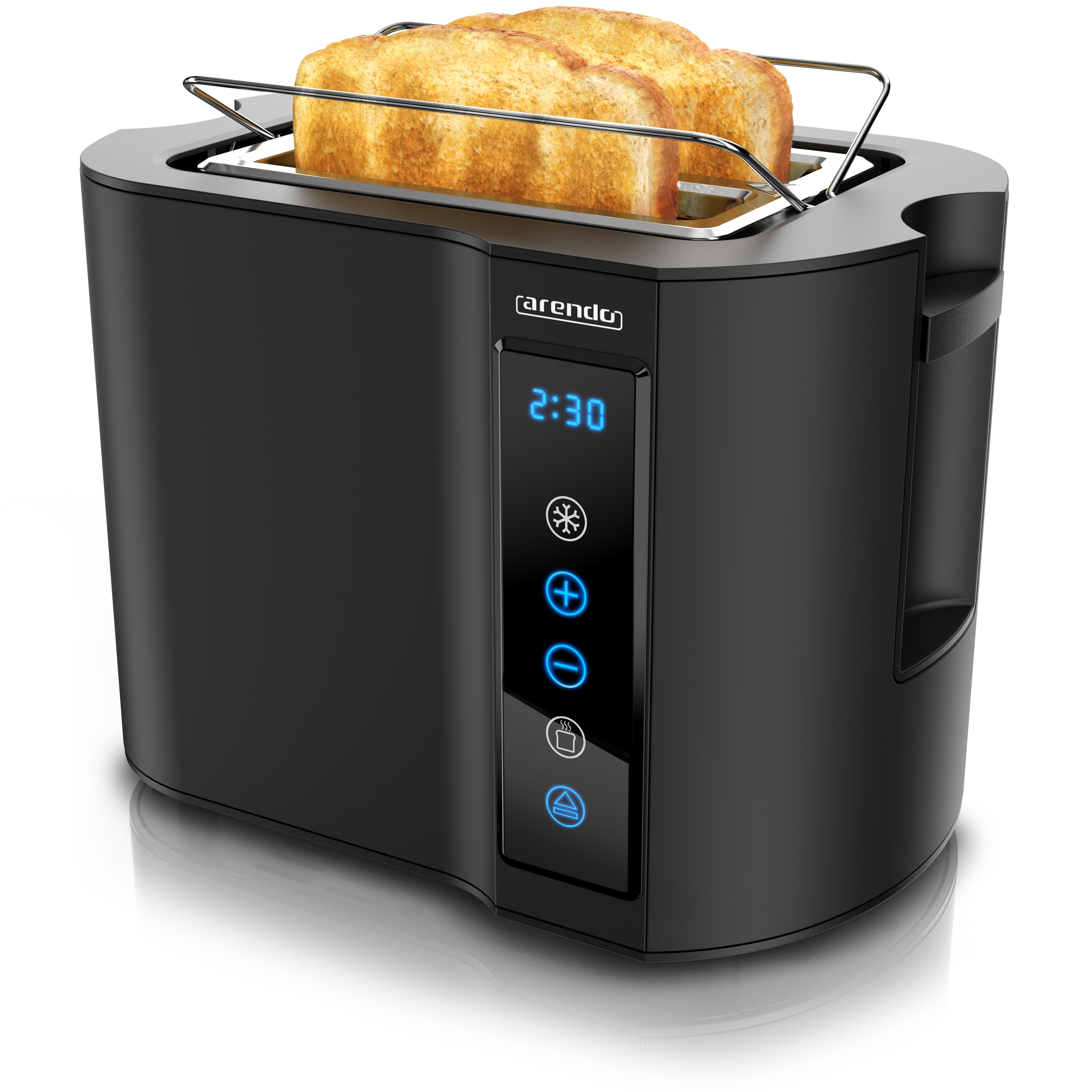 Arendo Toaster Kurzschlitz, Br&ouml;tchenaufsatz, W&auml;rmeisoliertes Geh&auml;use, Display, Touch 