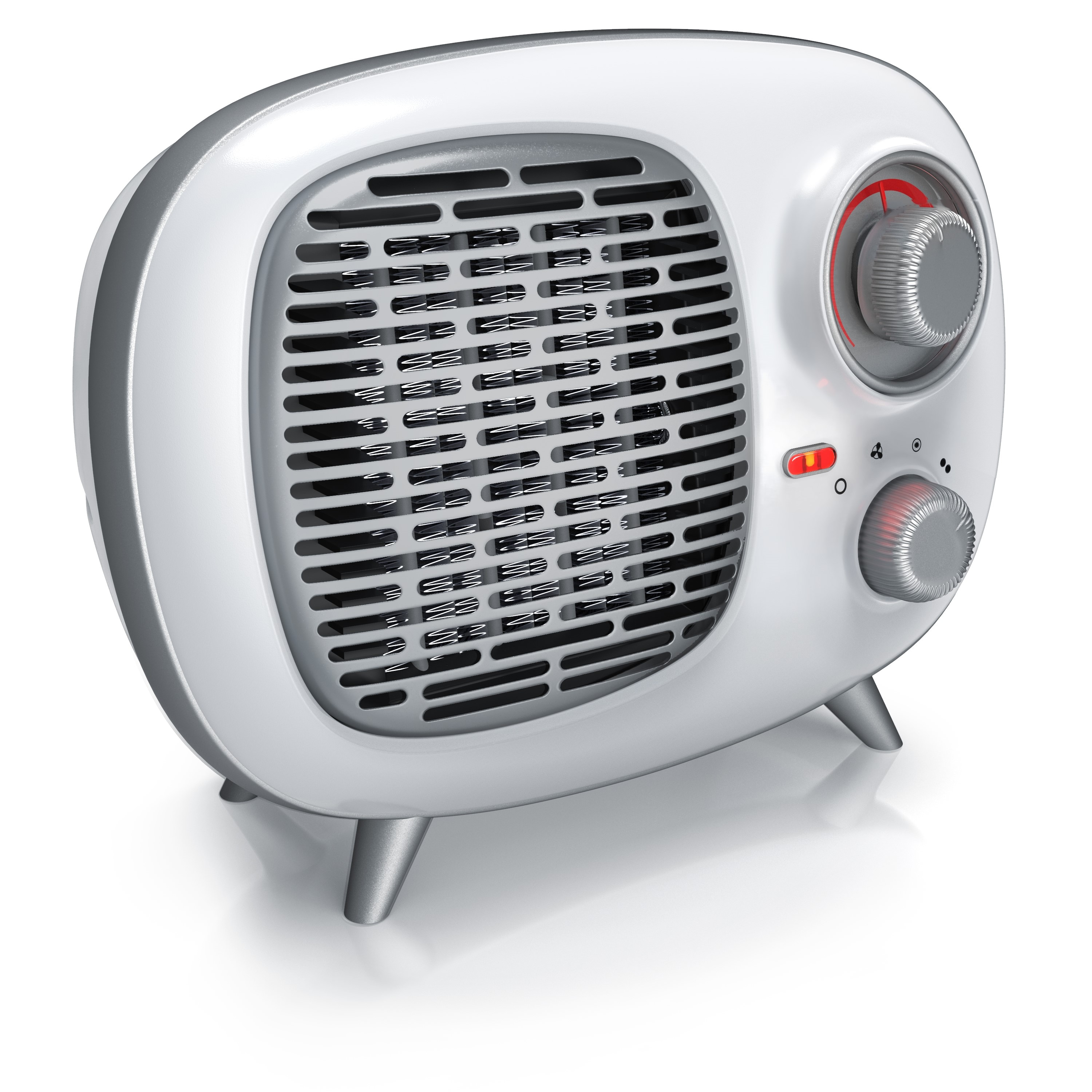 Brandson Keramik Heizl&uuml;fter 1500W im Retrodesign, &Uuml;berhitzungsschutz, Thermosicherung, Umkippschutz, 2 Leistungsstufen, Wei&szlig;/Silber 