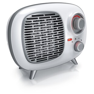 Brandson Keramik Heizlüfter 1500W im Retrodesign, Überhitzungsschutz, Thermosicherung, Umkippschutz, 2 Leistungsstufen, Weiß/Silber 