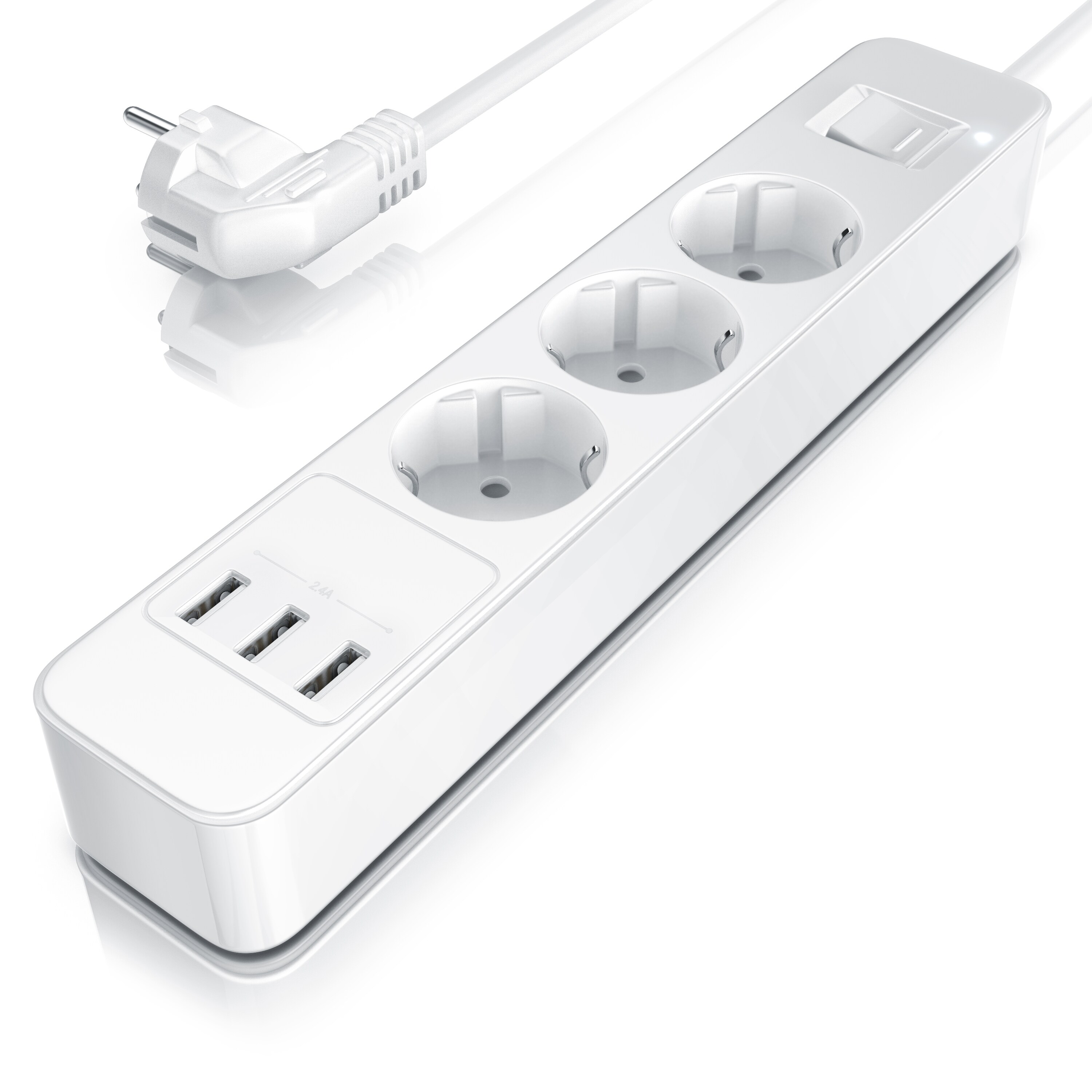 BEARWARE Steckdosenleiste Mehrfachsteckdose Steckerleiste 3680W, 3-fach 