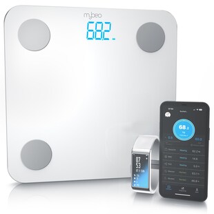 MyBeo Digitale Bluetooth Körperfettwaage Diagnosewaage mit App-Steuerung  weiß 