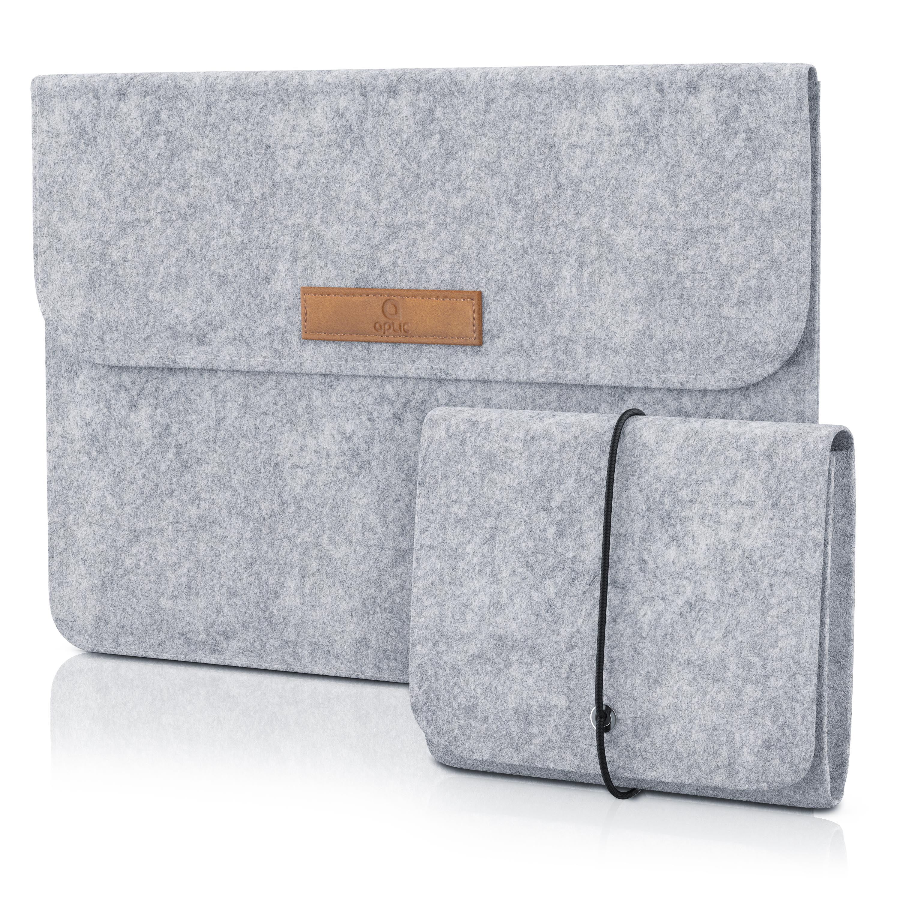 Aplic Laptoptasche, Notebooktasche mit Zubeh&ouml;rf&auml;chern f&uuml;r Laptops bis 13,3" (33,7cm) aus Naturfliz 