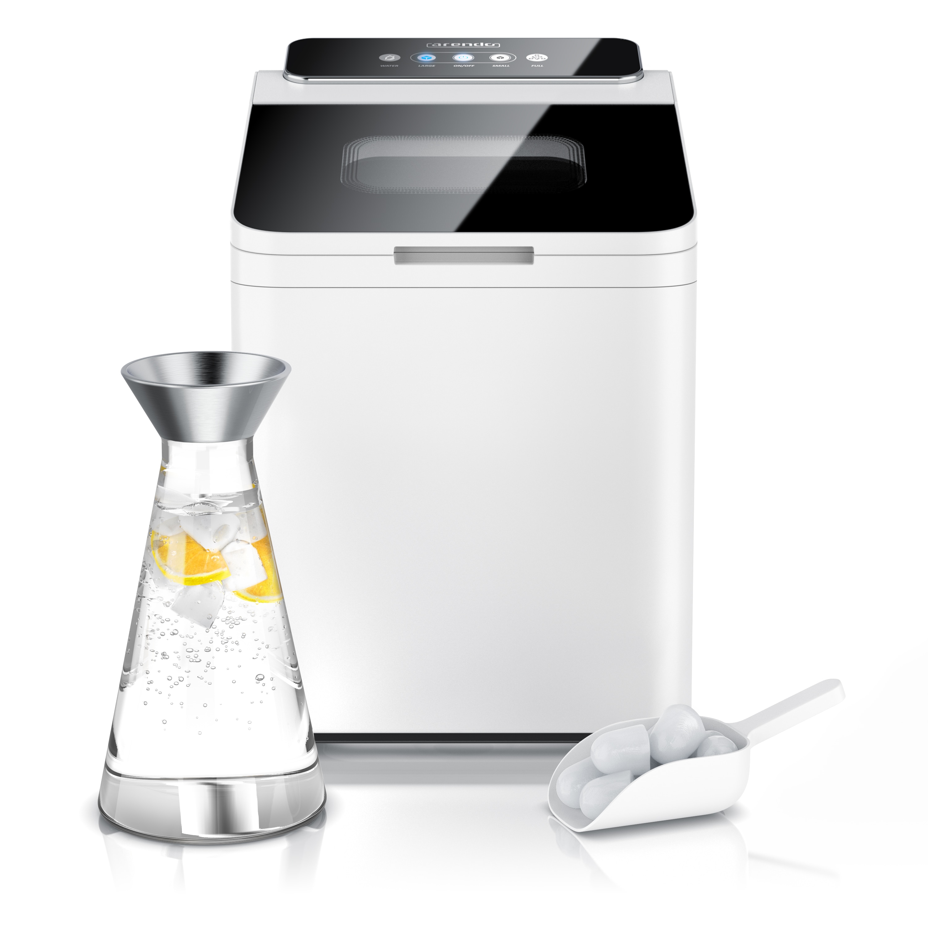Arendo Eisw&uuml;rfelmaschine Edelstahl, 1,4 Liter Wassertank, Eisw&uuml;rfelbereiter, 13 - 14 kg in 24 h, Ice Cube Maker mit Sichtfenster & Status LEDs, Wei&szlig; 