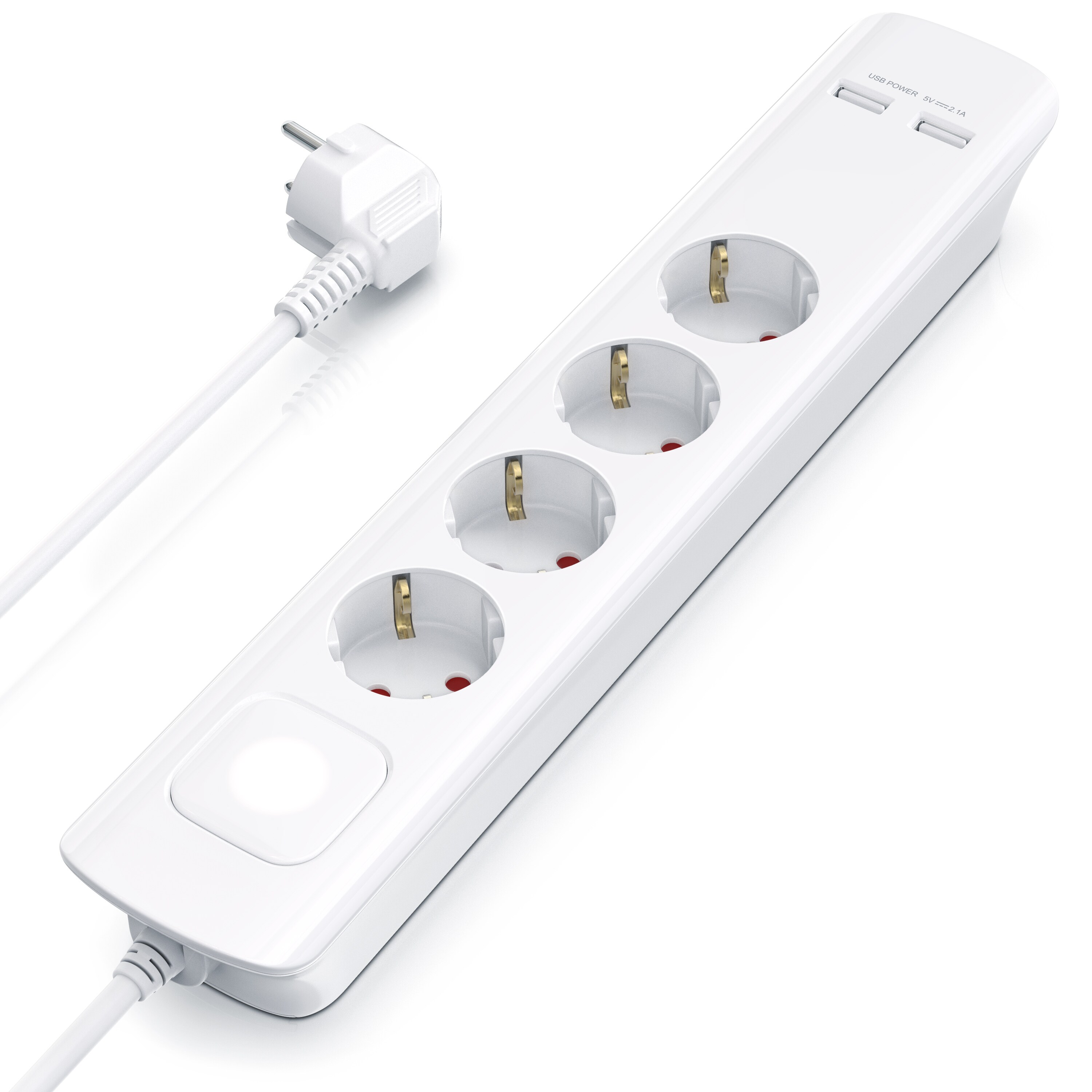 BEARWARE Steckdosenleiste Mehrfachsteckdose Steckerleiste 3680W, 4-fach 