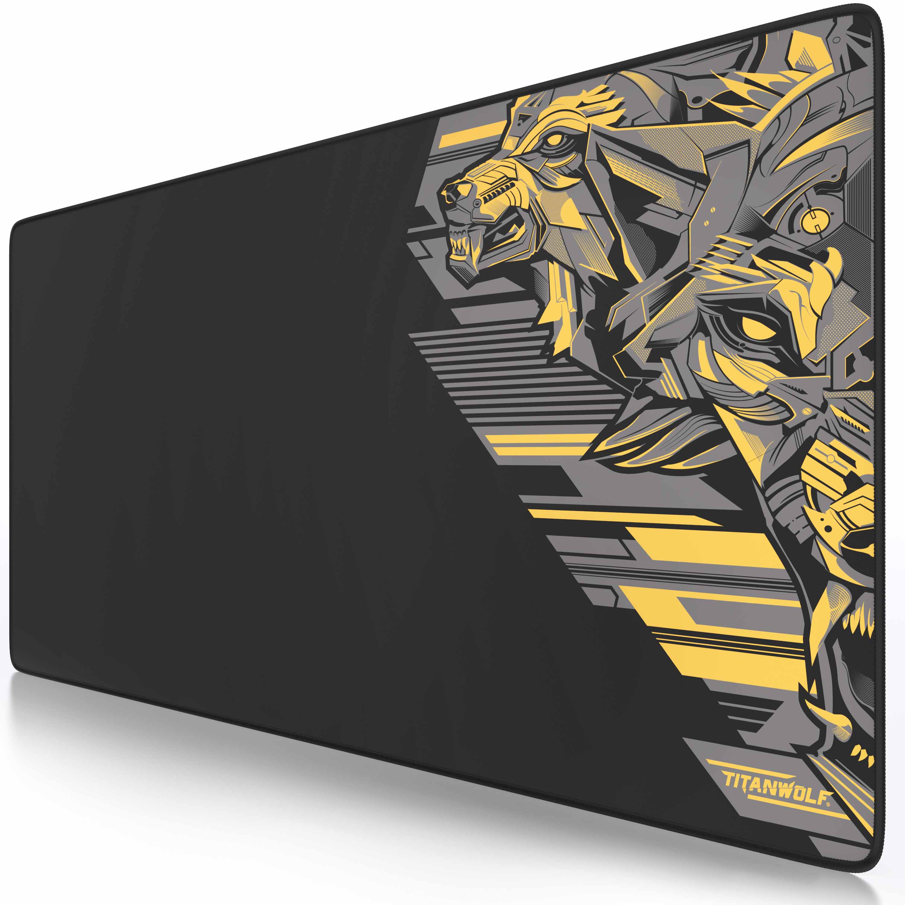 Titanwolf Gaming Mauspad XXL, glattes Stoffgewebe, Speed Mousepad 900 x 400mm gro&szlig;e Fl&auml;che, Vector Gelb 