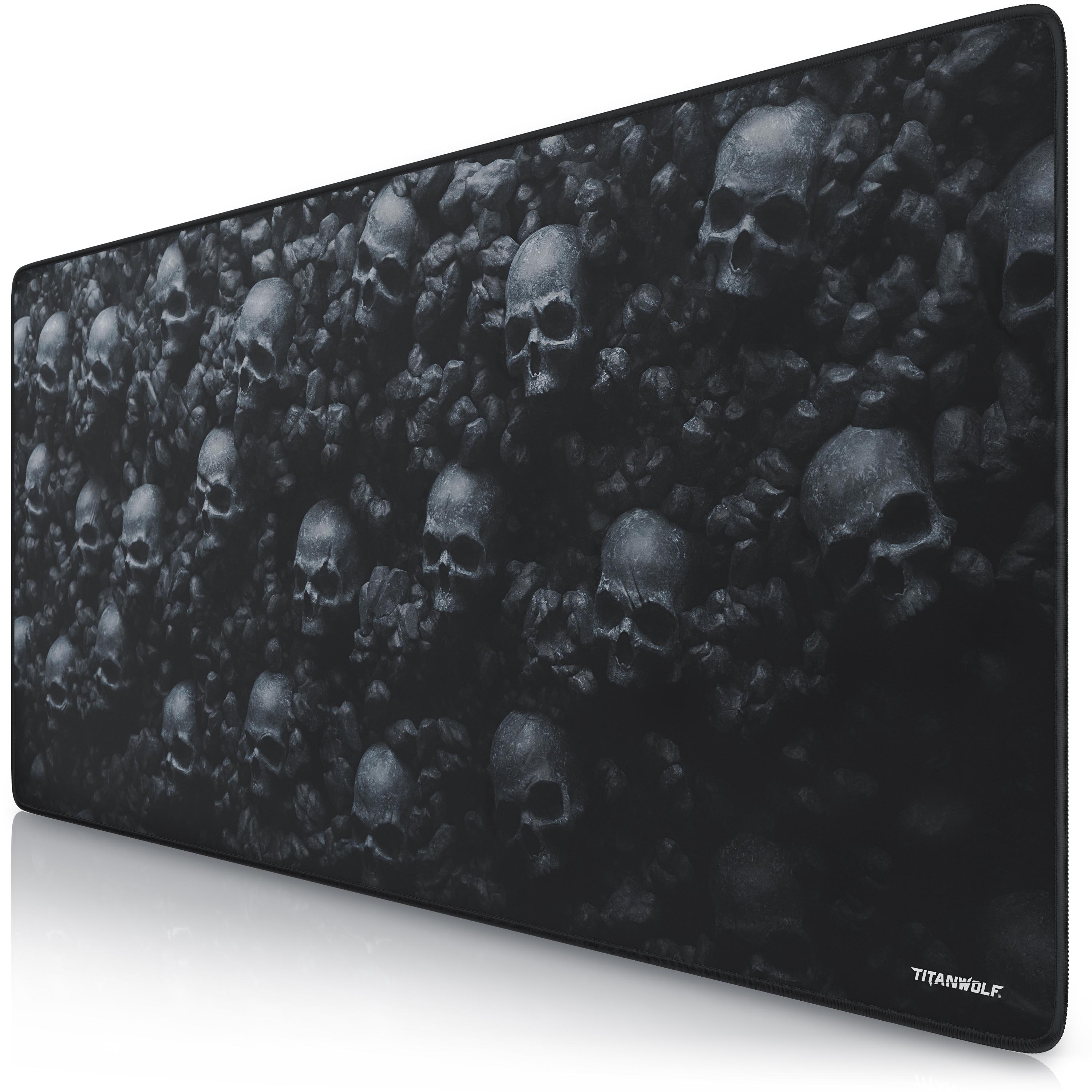Titanwolf Gaming Mauspad XXL, glattes Stoffgewebe, Speed Mousepad 900 x 400mm gro&szlig;e Fl&auml;che, Skulls 