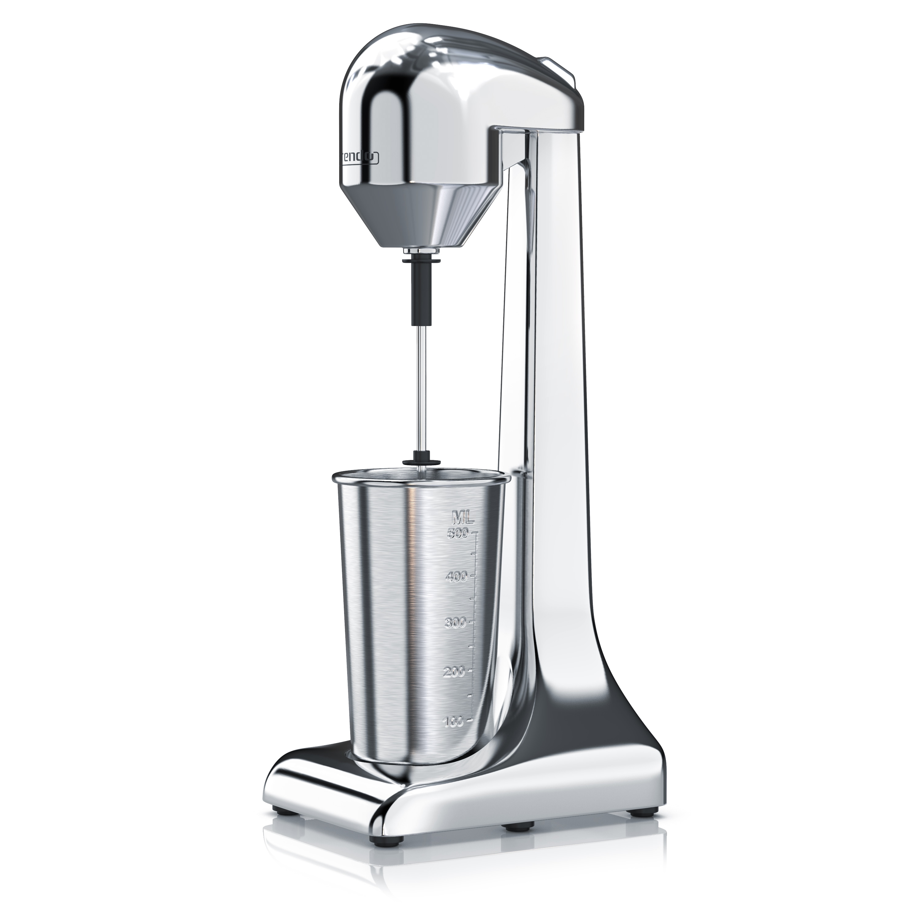 Arendo Getr&auml;nkemixer elektrisch, 500 ml, 100 W, 2 Geschwindigkeitsstufen, f&uuml;r Protein Drinks Smoothies Eischnee Cocktails, Silber 