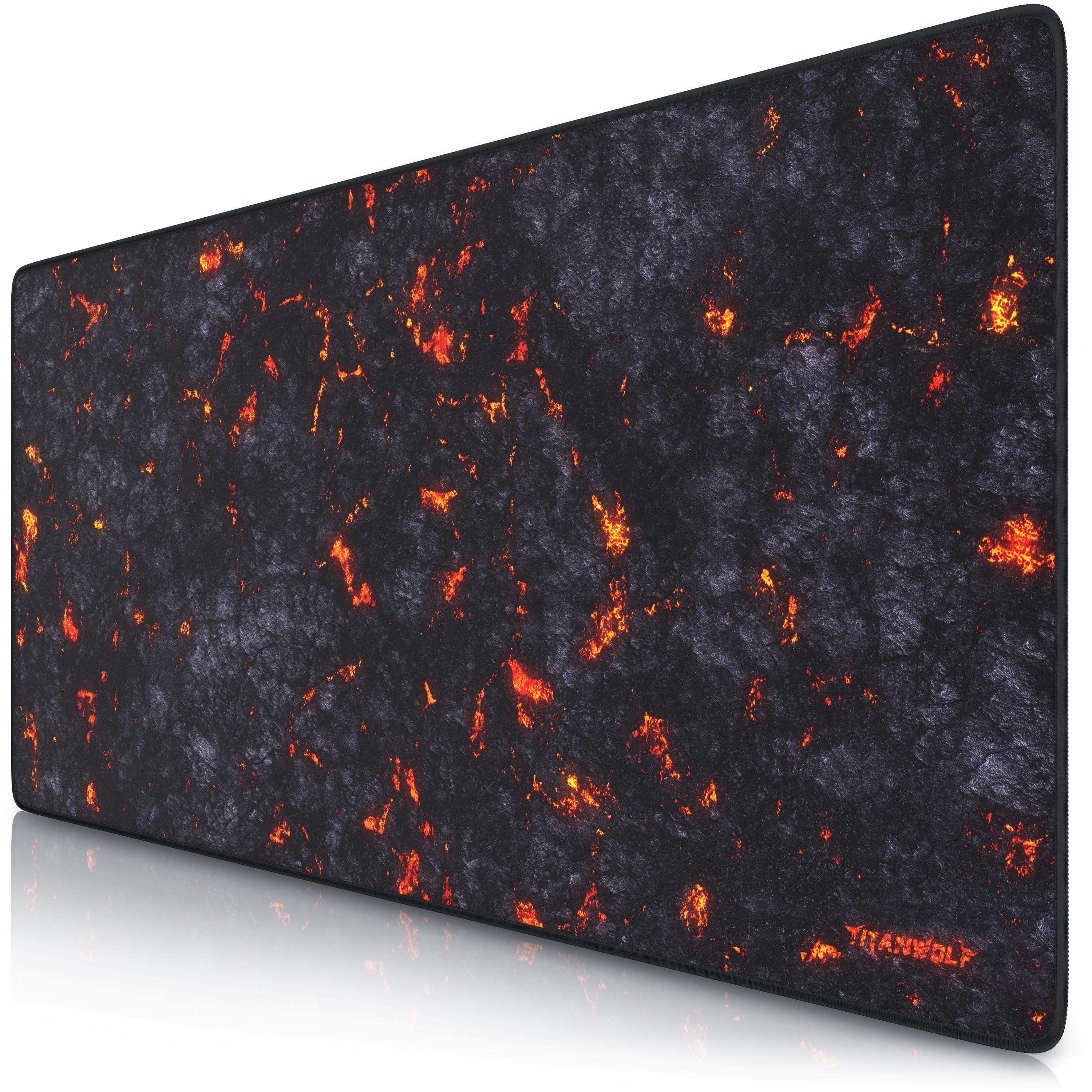 Titanwolf Gaming Mauspad XXL, glattes Stoffgewebe, Speed Mousepad 900 x 400mm gro&szlig;e Fl&auml;che, Lavamotiv 