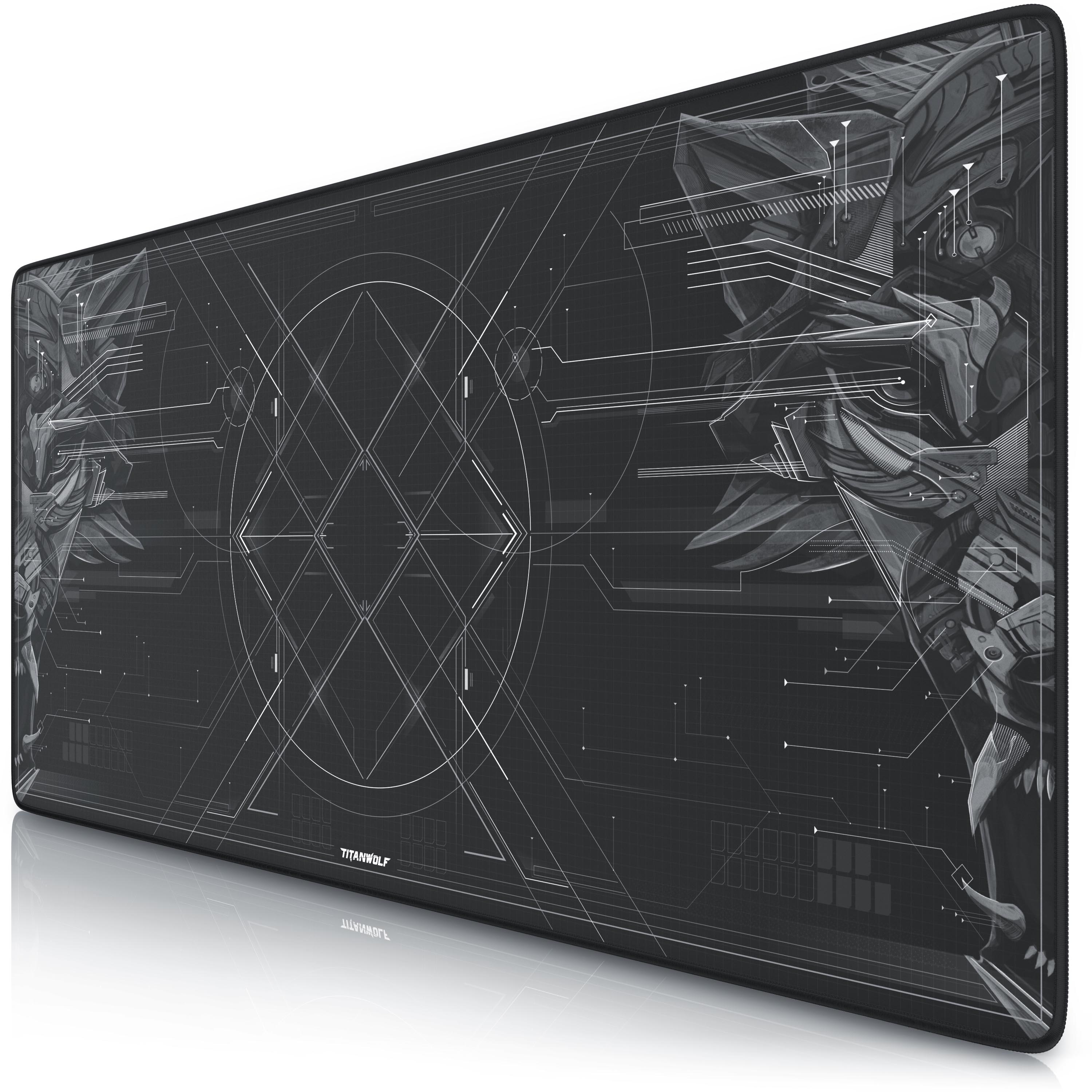 Titanwolf Gaming Mauspad XXL, glattes Stoffgewebe, Speed Mousepad 900 x 400mm gro&szlig;e Fl&auml;che, HUD Motiv 