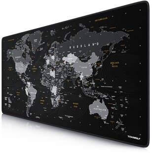 Titanwolf Gaming Mauspad XXL, glattes Stoffgewebe, Speed Mousepad 900 x 400mm große Fläche, Weltkarte deutsch 