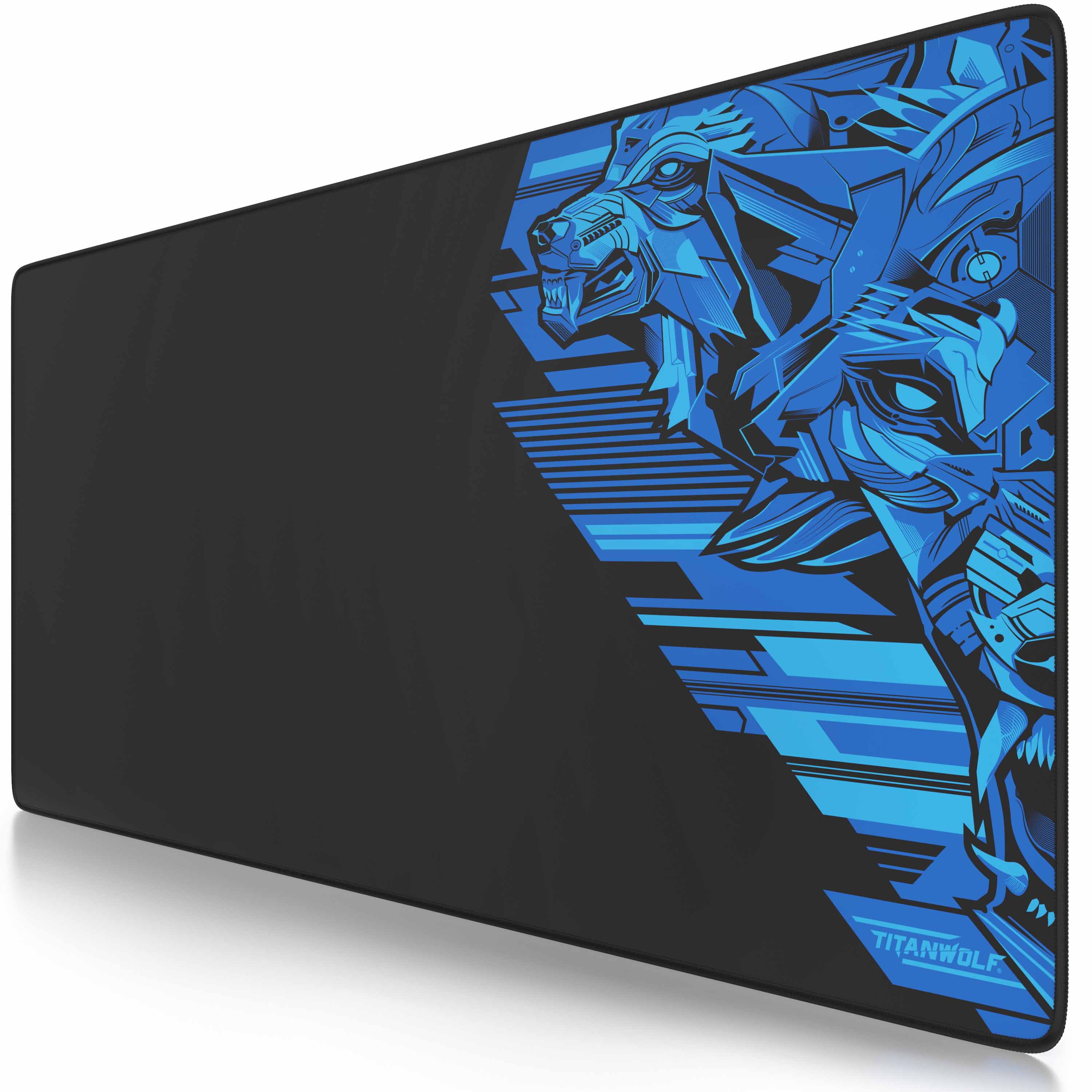 Titanwolf Gaming Mauspad XXL, glattes Stoffgewebe, Speed Mousepad 900 x 400mm gro&szlig;e Fl&auml;che, Vector Blau 