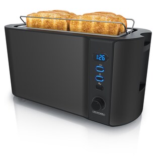 Arendo Langschlitz 4 Scheiben Toaster Frukost, mit Display, Defrost Funktion, Wärmeisolierendes Doppelwandgehäuse, Schwarz 