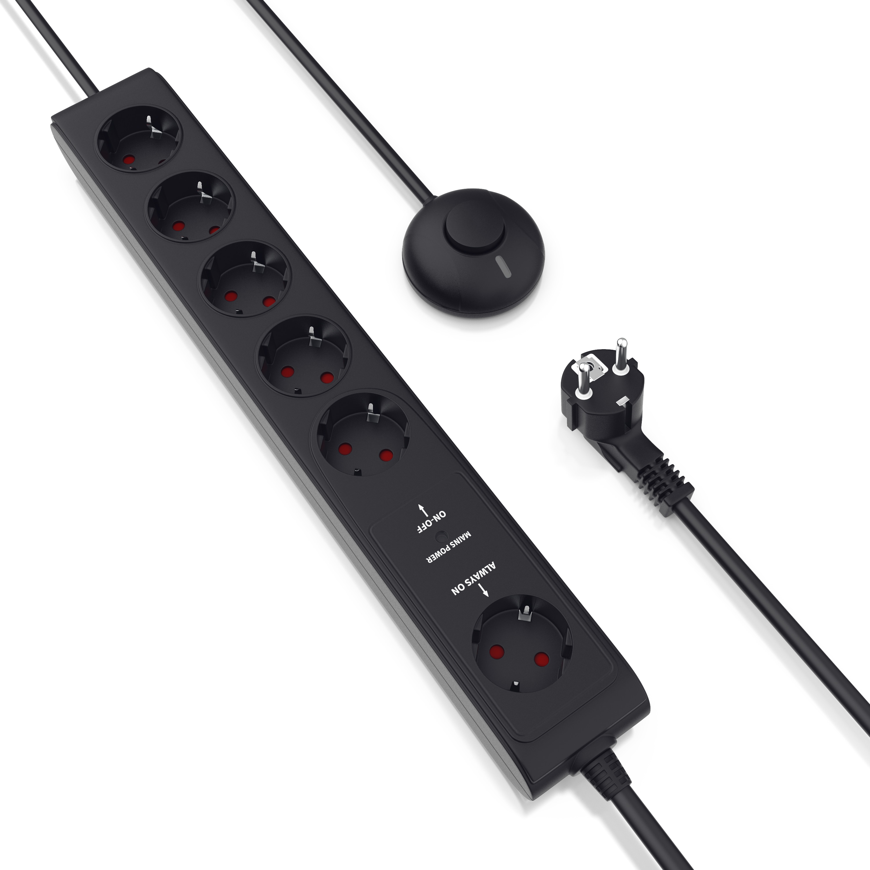 Arendo Steckdosenleiste Mehrfachsteckdose Steckerleiste 3680W, 6-fach 