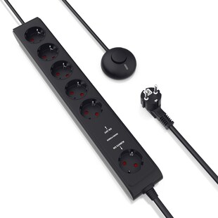 Arendo Steckdosenleiste Mehrfachsteckdose Steckerleiste 3680W, 6-fach 