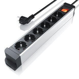 Arendo Steckdosenleiste Mehrfachsteckdose Steckerleiste 3680W, 6-fach 