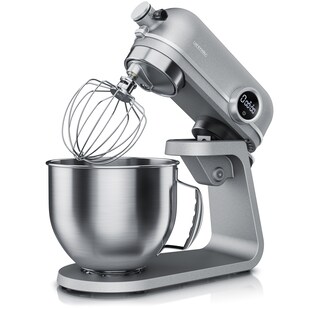 Arendo 800 Watt Rührmaschine, Küchenmaschine, 5 L Knetmaschine, 8 Geschwindigkeiten, Silber 
