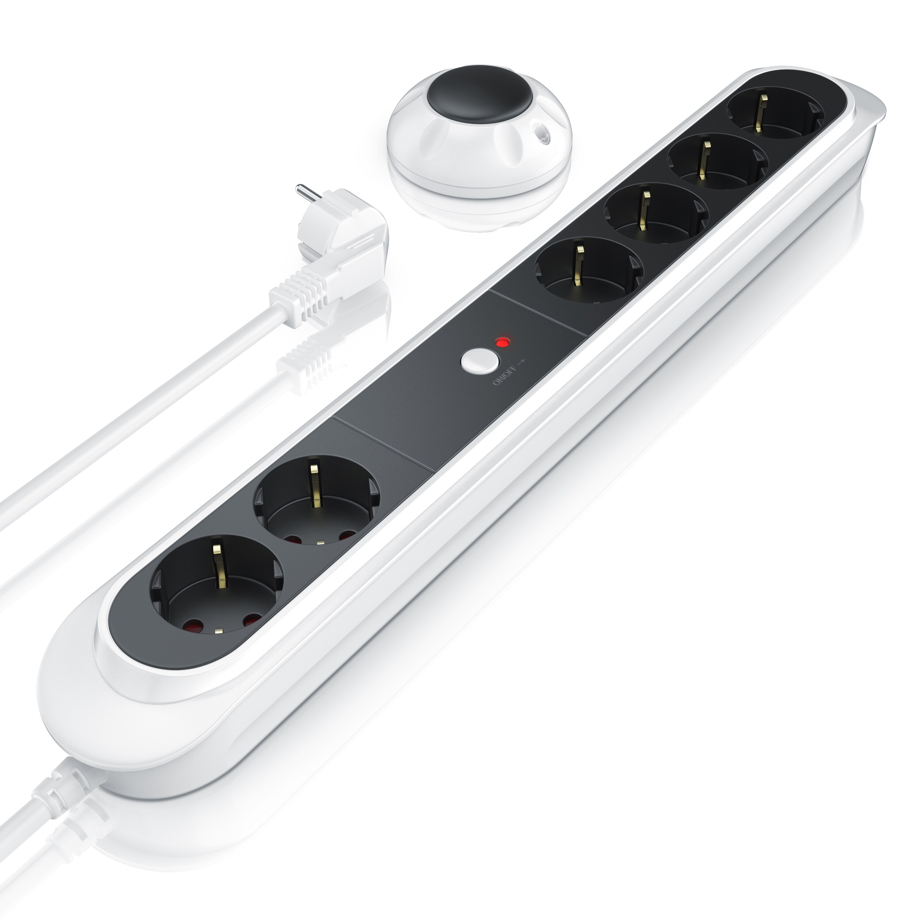 BEARWARE Steckdosenleiste Mehrfachsteckdose Steckerleiste 3680W, 6-fach 