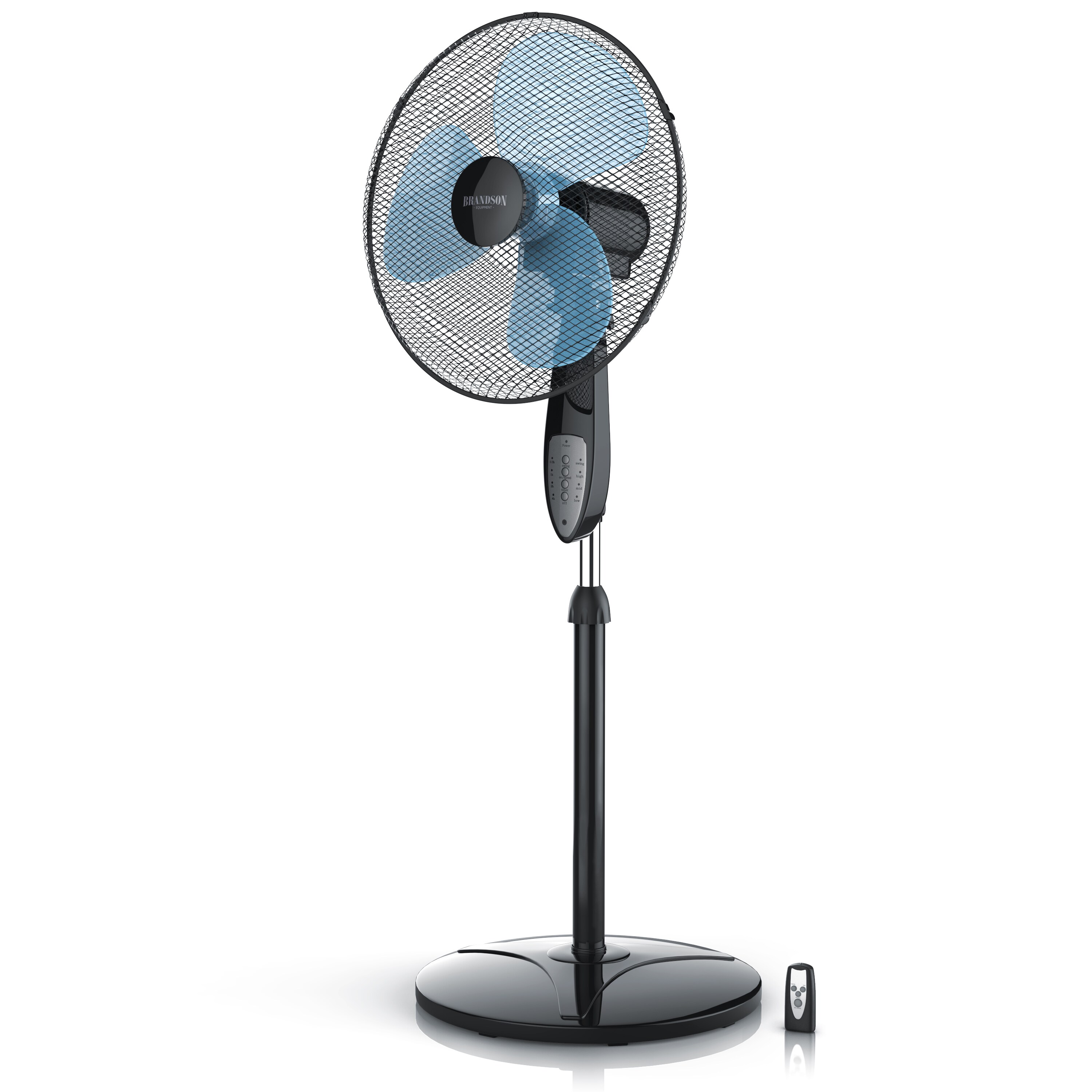 Brandson Standventilator 42 cm, Standl&uuml;fter, Ventilator h&ouml;henverstellbarer Standfu&szlig;, Neigungswinkel verstellbar, 50W, 3 Geschwindigkeitsstufen 