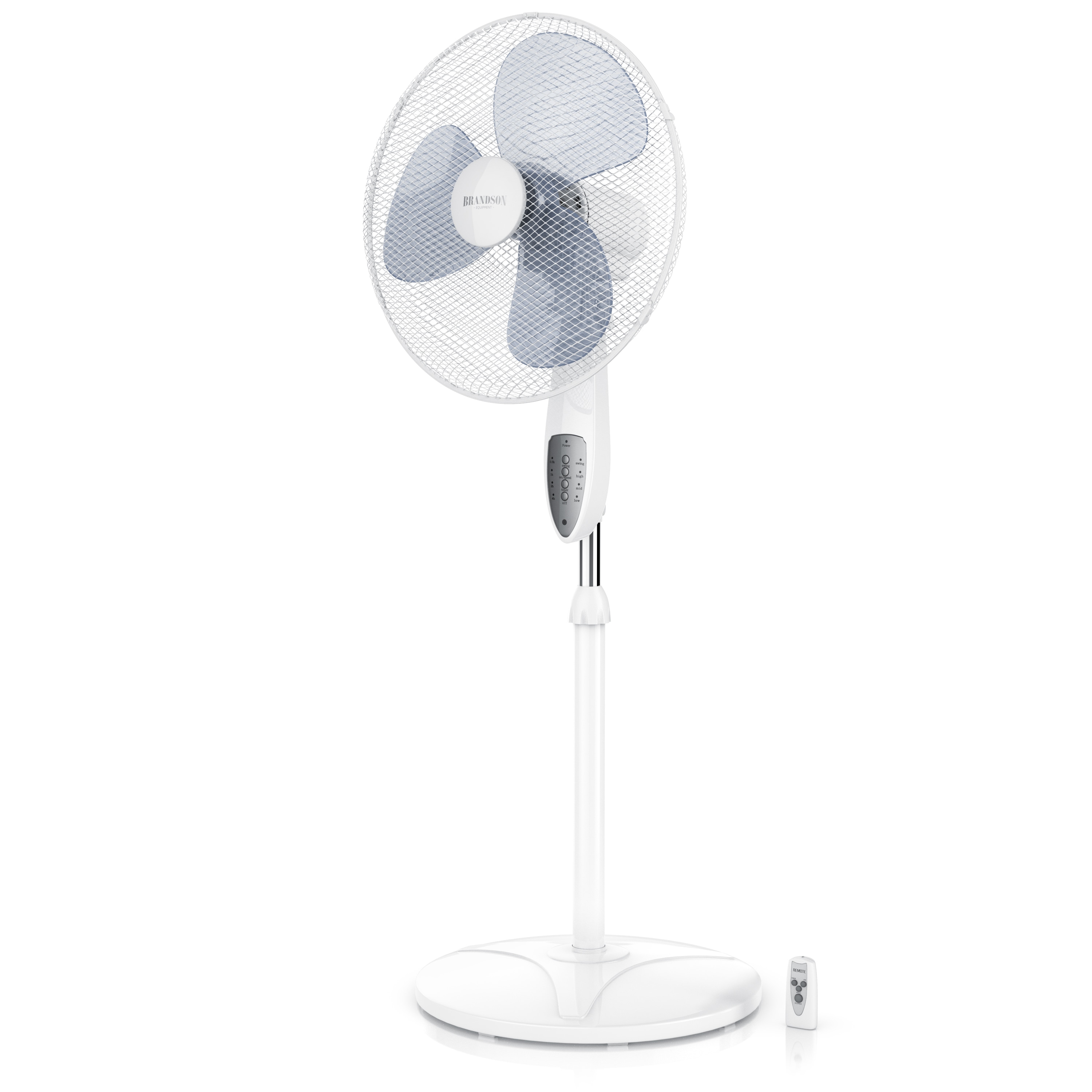 Brandson Standventilator mit 3 Leistungsstufen, 50 W Standl&uuml;fter leise, Ventilator h&ouml;henverstellbar, mobiler L&uuml;fter, 30 Grad neigbar 