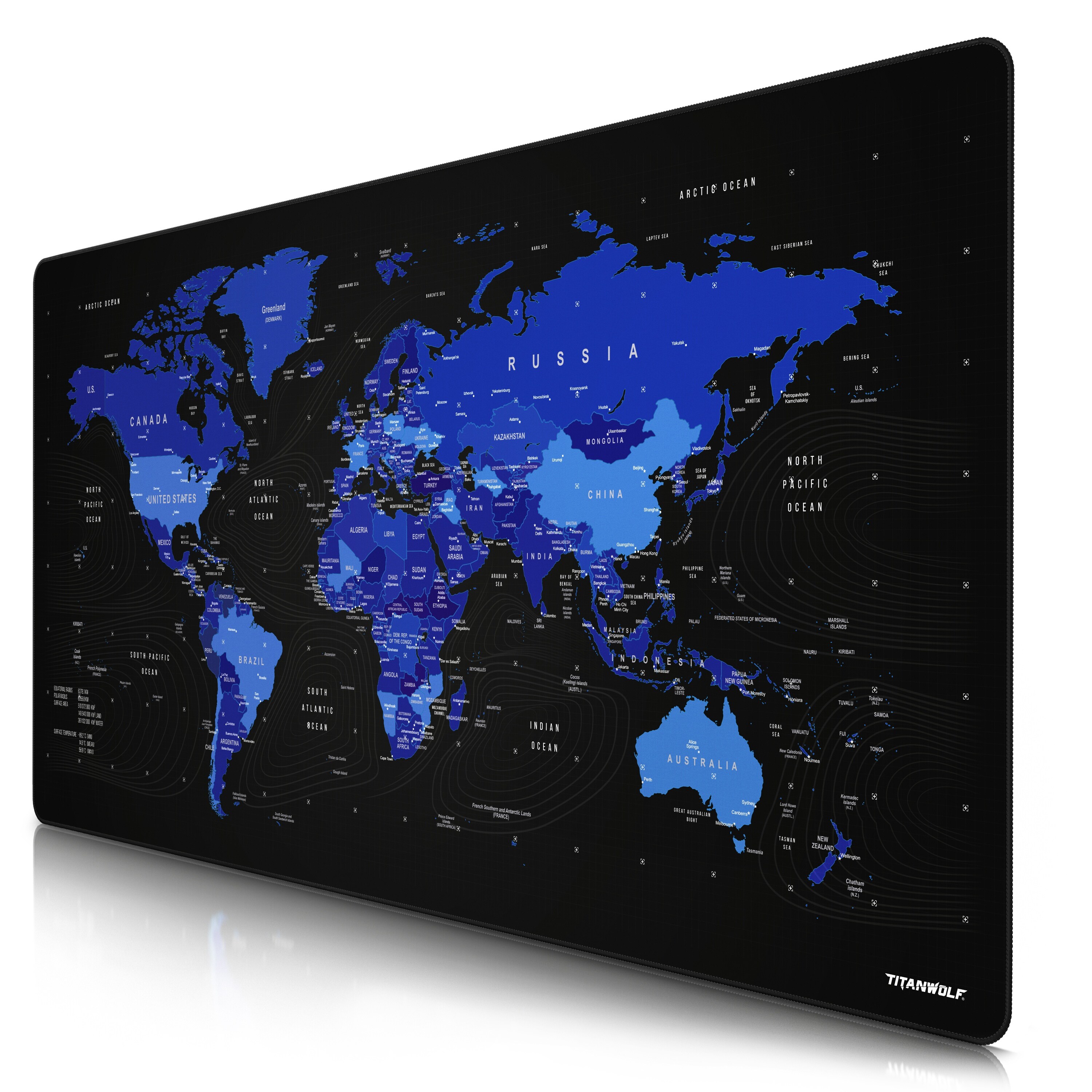Titanwolf Gaming Mauspad, XXXL Speed Mousepad 1200 x 600 mm, Geschwindigkeit & Pr&auml;zision, Englisch blau 