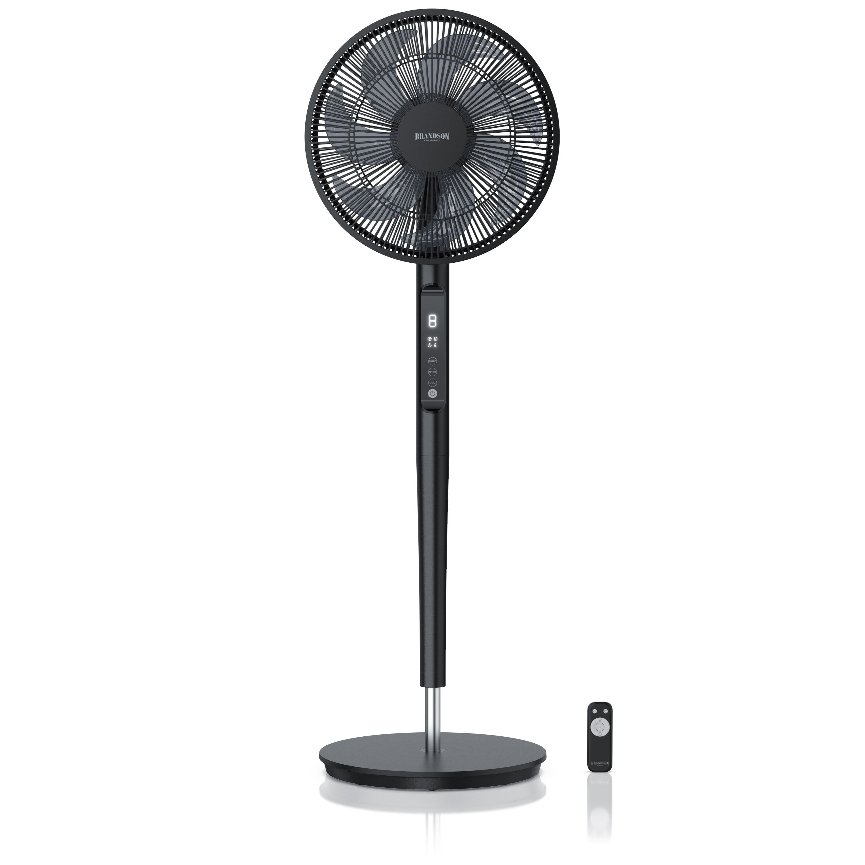 Brandson Standventilator mit DC-Motor, Ventilator mit Fernbedienung, sehr leise, energiesparend, 60&deg;, 90&deg; und 120&deg; Oszillation, Timer 