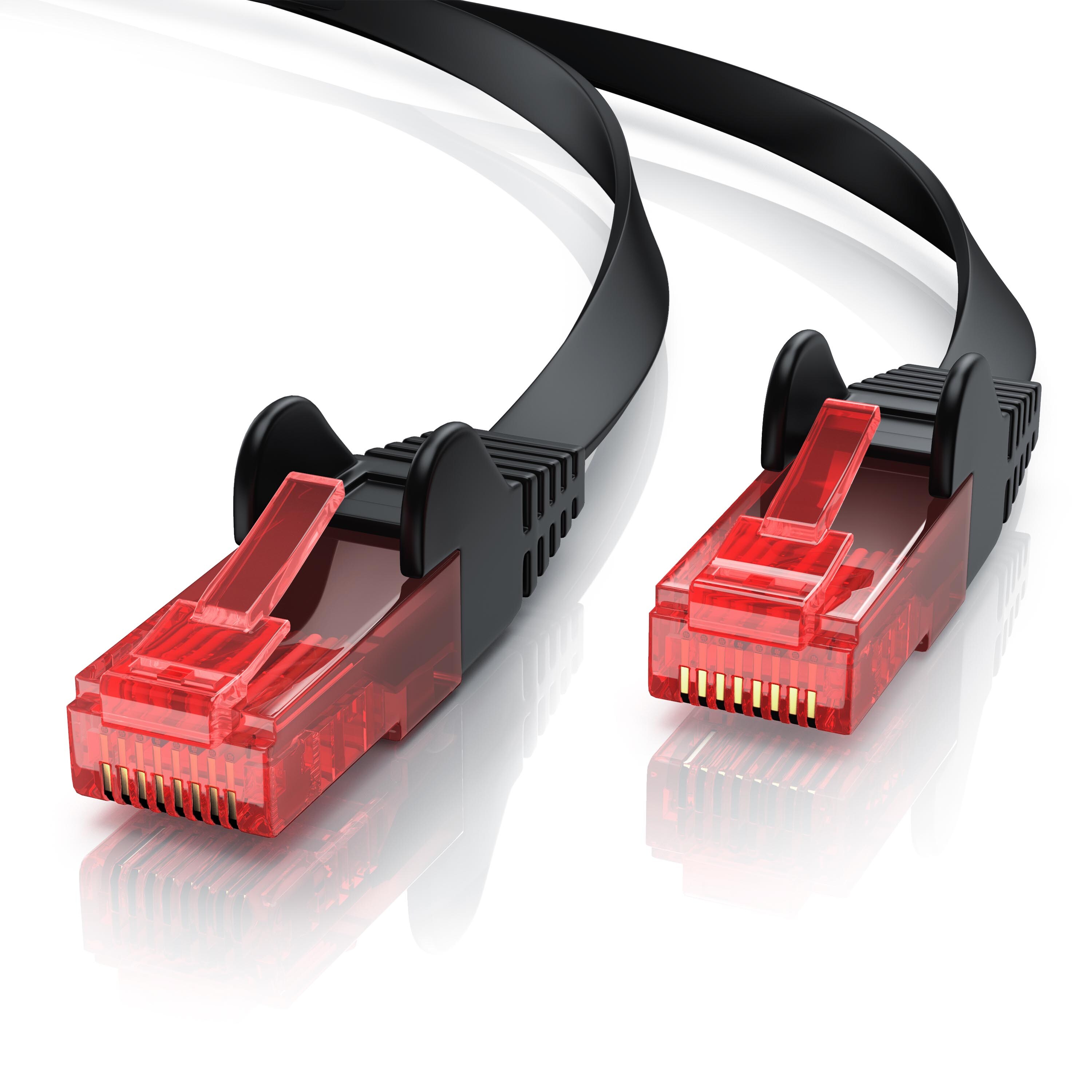 CSL Cat 6 Flachband LAN Kabel - mehrfach geschirmt - UTP Gigabit - 1000 Mbit/s - Patchkabel Flachkabel - Netzwerkkabel - 10m 