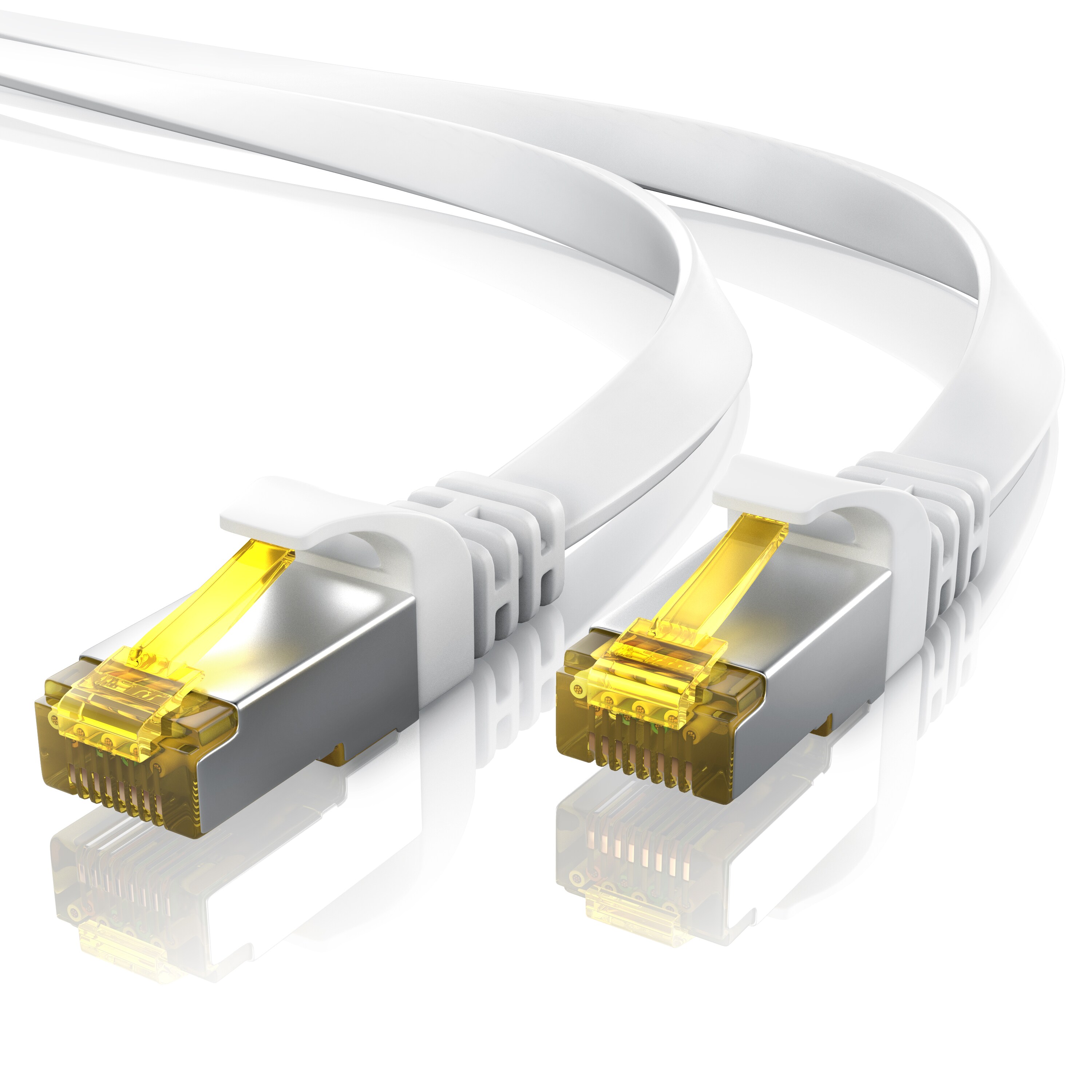 Primewire LAN-Kabel CAT.7, RJ-45 (Ethernet), CAT 7 Flachband U/FTP Gigabit Netzwerkkabel 10 Gbit/s Patchkabel - 1m 