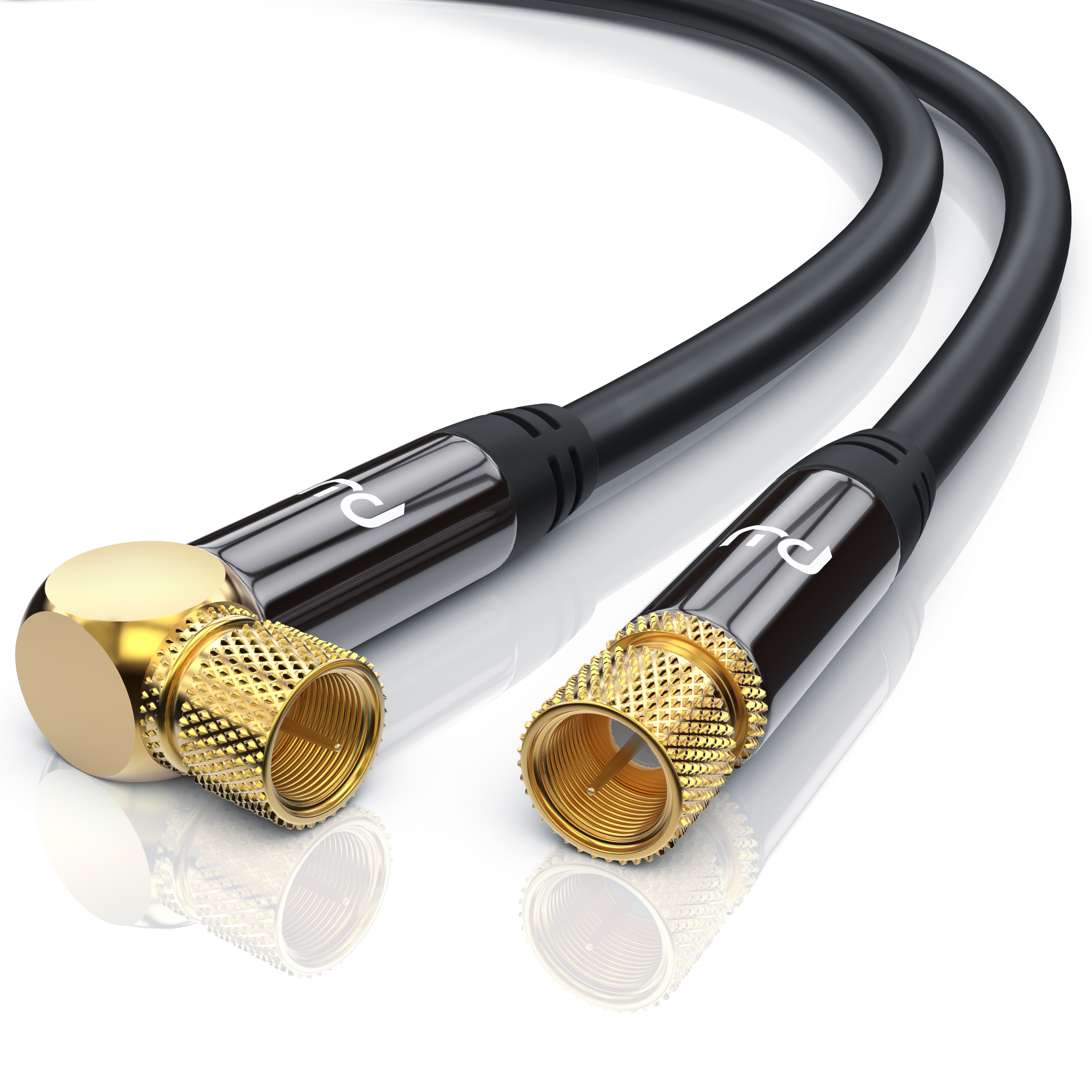 Primewire SAT-Kabel, Koax, F-Stecker, HDTV SAT Koax Kabel 90&deg; gewinkelt, 4fach Schirmung, 135dB, 75Ohm - 1m 