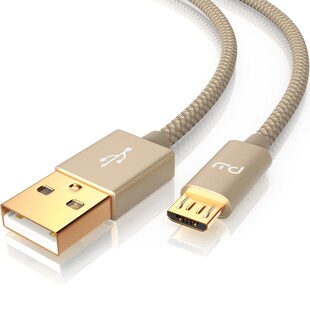 Primewire Premium Micro USB 2,4A Schnellladekabel - Nylonkabel Metallstecker - High Speed Ladekabel / Datenkabel - 2m 