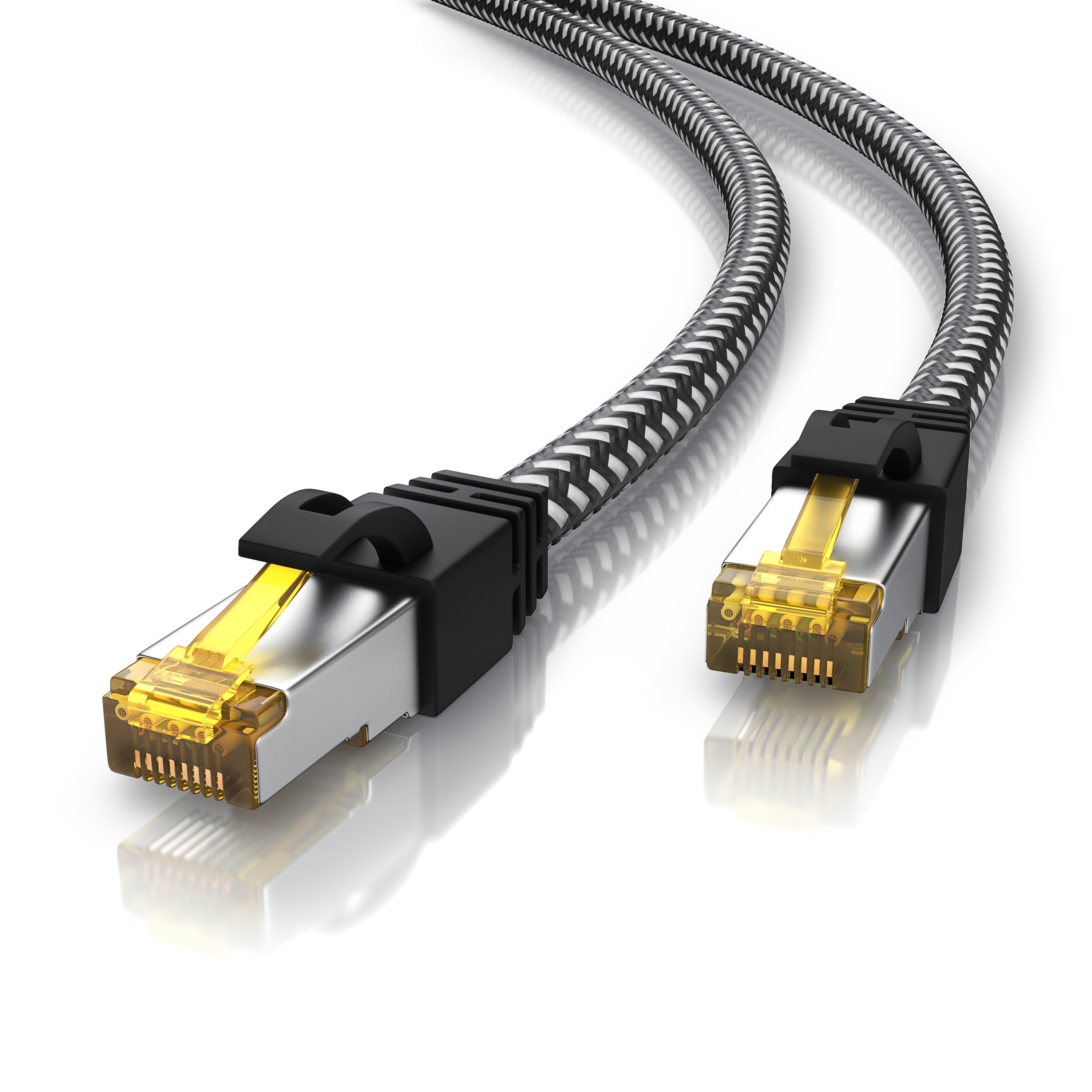 Primewire Patchkabel CAT 7 Rohkabel mit Baumwollummantelung  - Gigabit Ethernet LAN Kabel - 10 Gbit/s - S/FTP PIMF Schirmung - Netzwerkkabel - 2m 