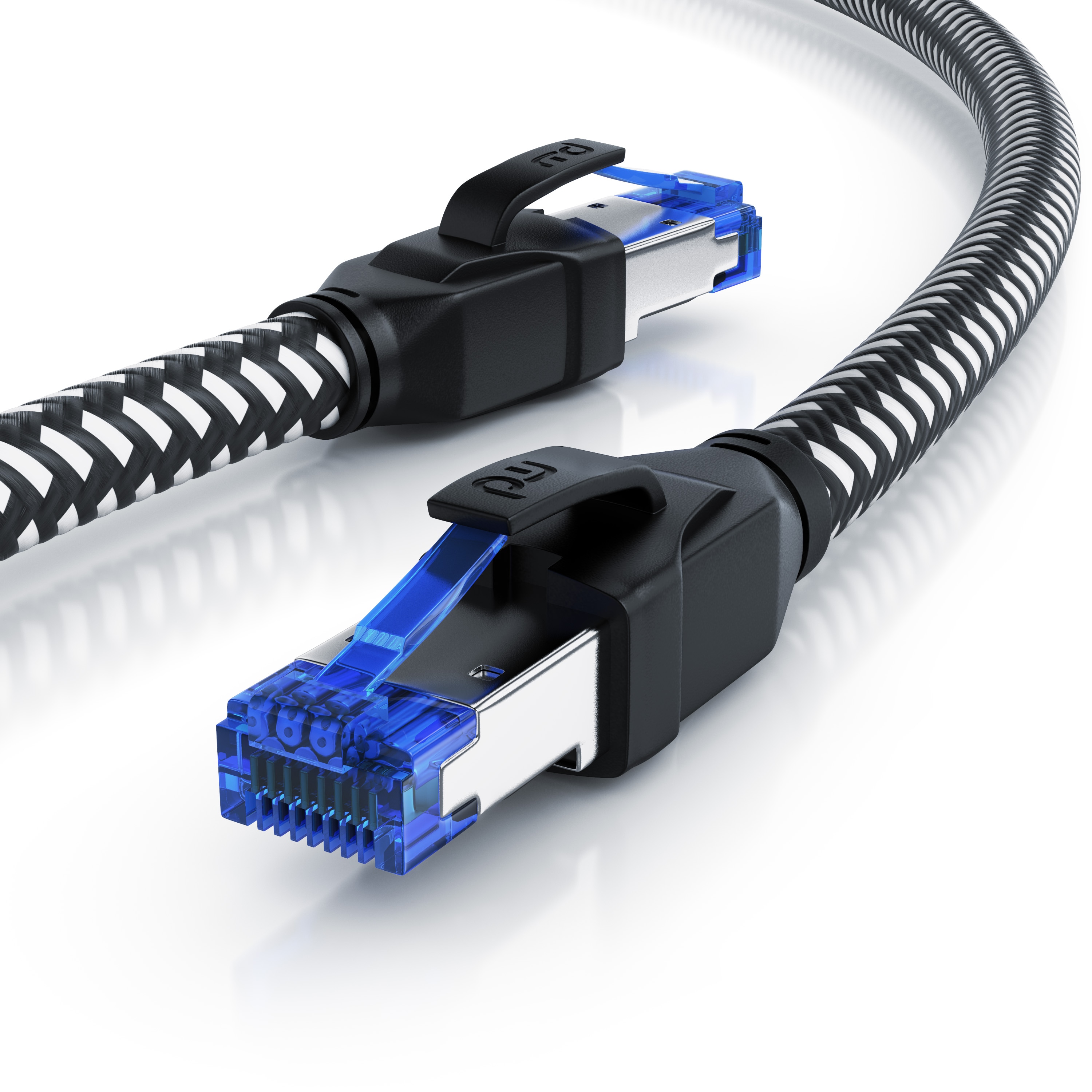 Primewire Patchkabel CAT 8 mit Baumwollummantelung - Gigabit Ethernet LAN Kabel - 40 Gbit/s - S/FTP PIMF Schirmung - Netzwerkkabel - 10m 