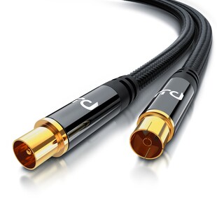 Primewire HDTV Antennenkabel mit Braiding - 2-fach Schirmung - Stoffummantelung - 75 Ohm / 135 dB - 5 m 