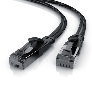 Primewire CAT 8.1 Netzwerkkabel Flach 40 Gbits, Baumwollmantel, LAN Kabel Patchkabel, Gigabit RJ45 Ethernet Cable, Flachbandkabel, Verlegekabel - 10m 