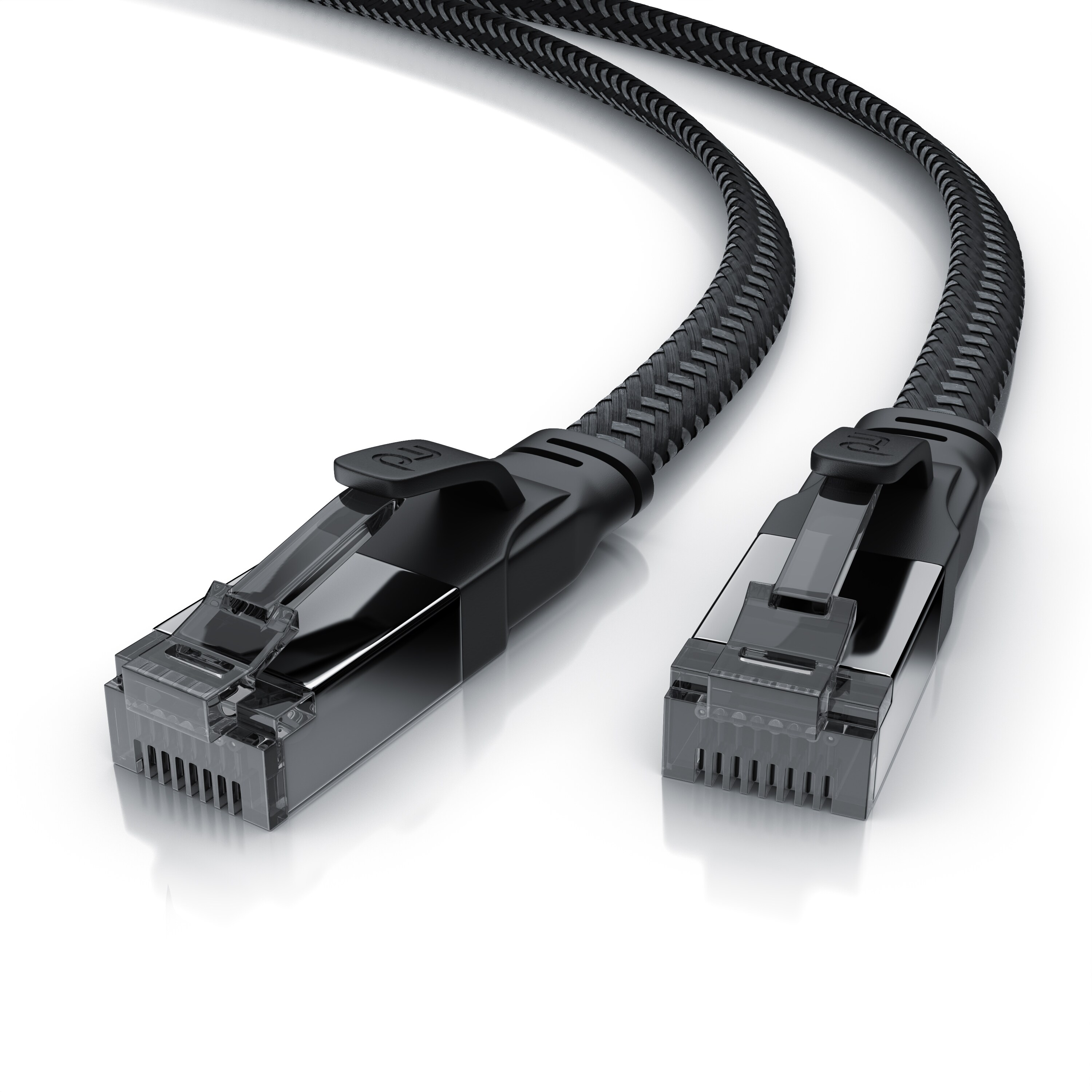 Primewire CAT 8.1 Netzwerkkabel Flach 40 Gbits, Baumwollmantel, LAN Kabel Patchkabel, Gigabit RJ45 Ethernet Cable, Flachbandkabel, Verlegekabel - 3m 