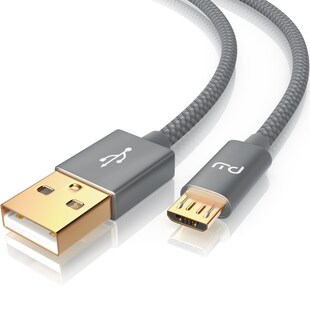 Primewire Premium Micro USB 2,4A Schnellladekabel - Nylonkabel Metallstecker - High Speed Ladekabel / Datenkabel - 5m 
