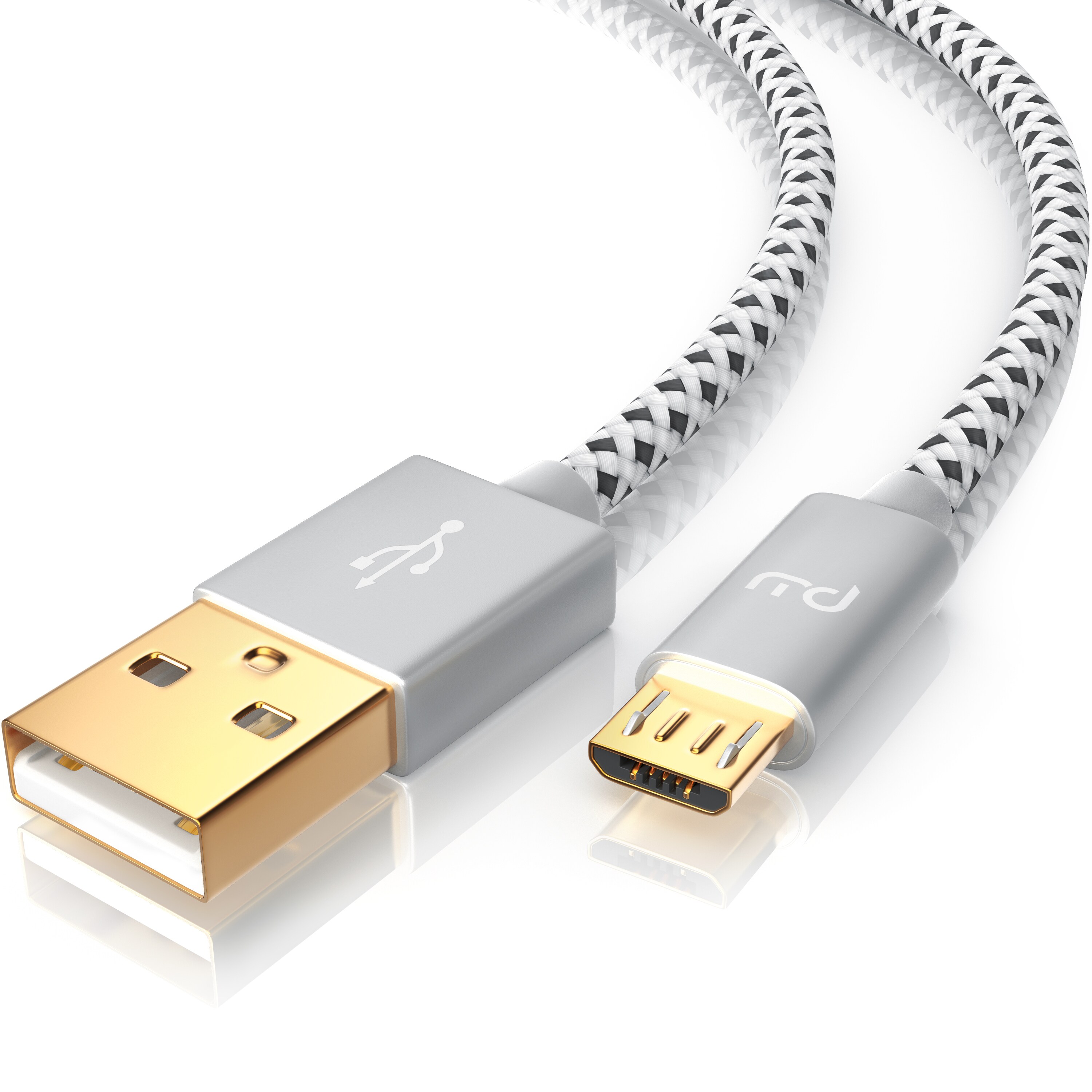 Primewire Premium Micro USB 2,4A Schnellladekabel - Nylonkabel Metallstecker - High Speed Ladekabel / Datenkabel - 2m 