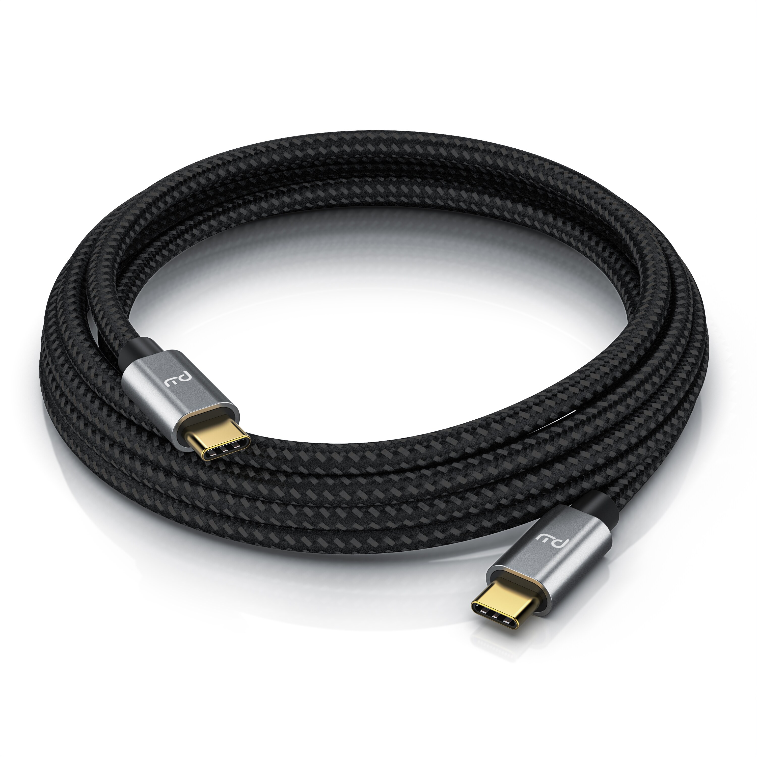 PAXO USB-C Auf USB-C Kabel 1m – 100W PD 3.0, 10 Gbps Daten, 90° Winkelstecker, Schwarz