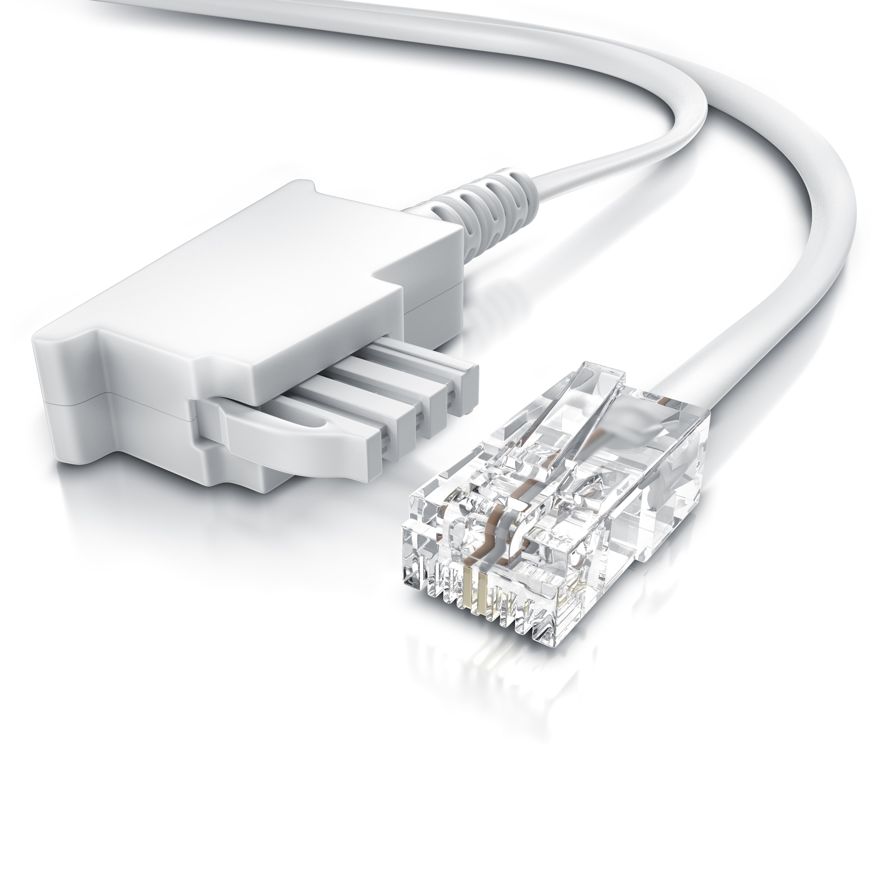 CSL - Internet Kabel Routerkabel - TAE-F Stecker auf RJ45 Stecker - 6m - Internetkabel - Router an die Telefondose, TAE - wei&szlig; 