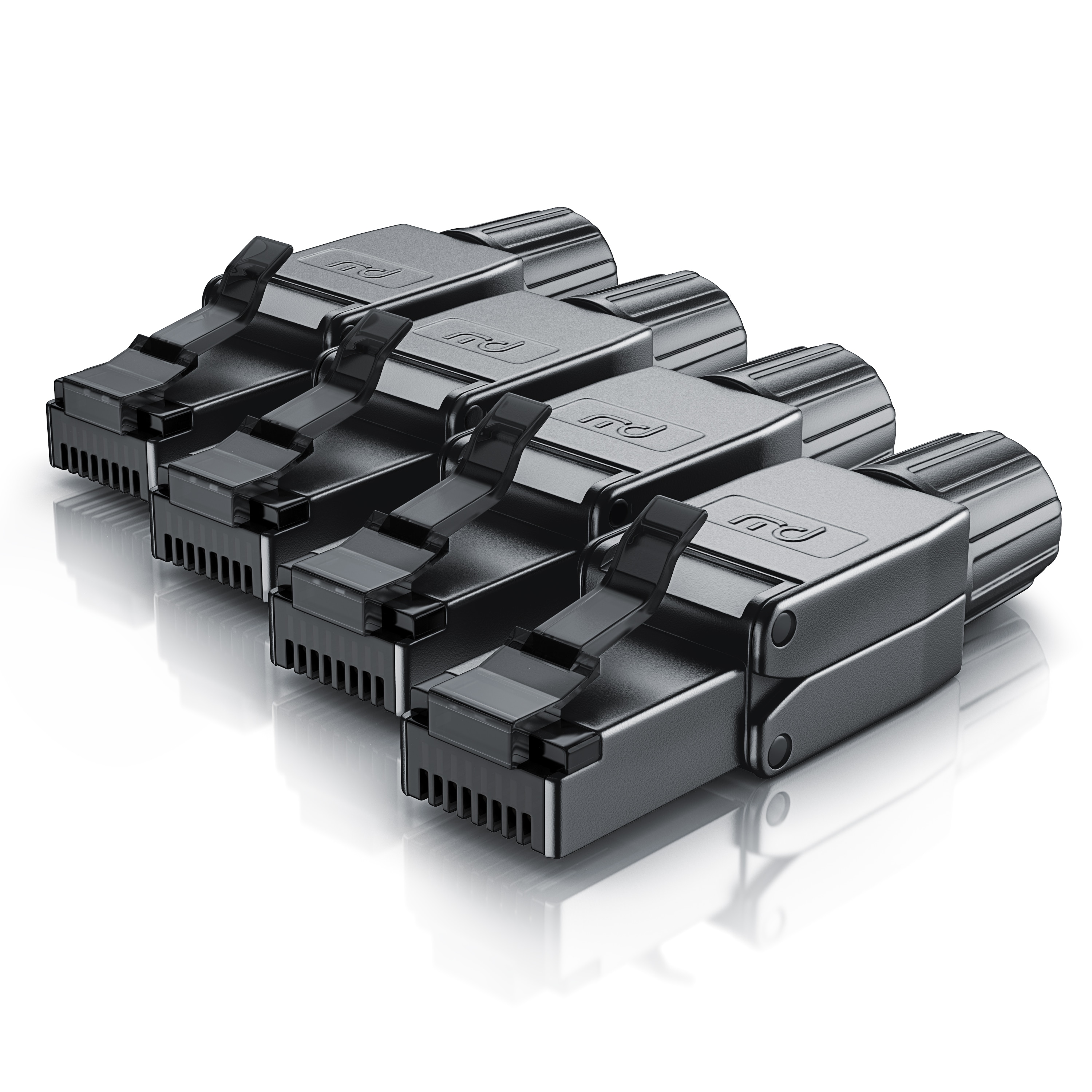 Primewire 4x Netzwerk-Adapter RJ-45 (Ethernet) zu Netzwerkkabel, Netzwerkstecker RJ45 CAT 8 - Gigabit Ethernet LAN Kabel - 40 Gbit/s, schwarz 