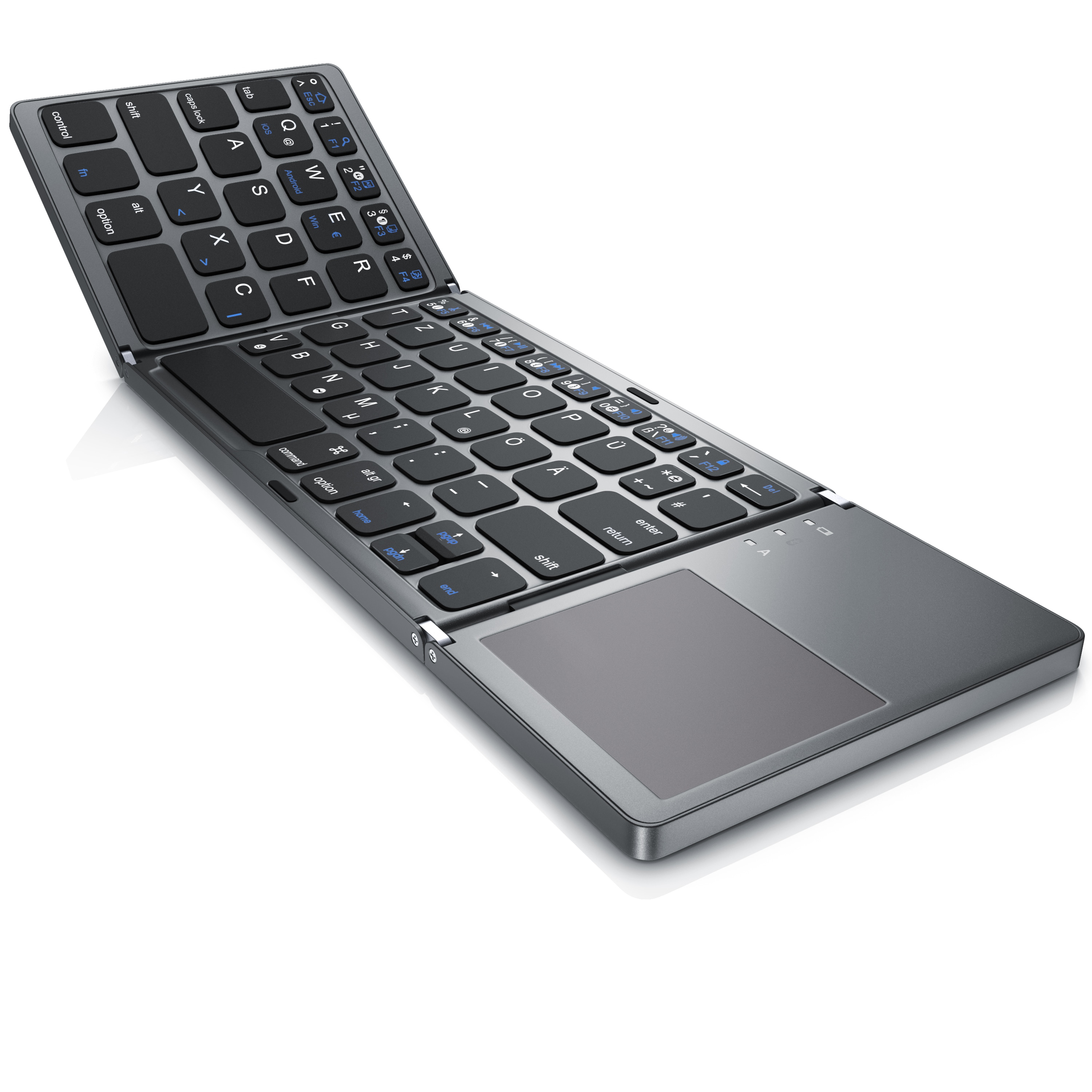 Aplic faltbare Mini Bluetooth Tastatur mit Touchpad - faltbares Keyboard im Super Slim Design 