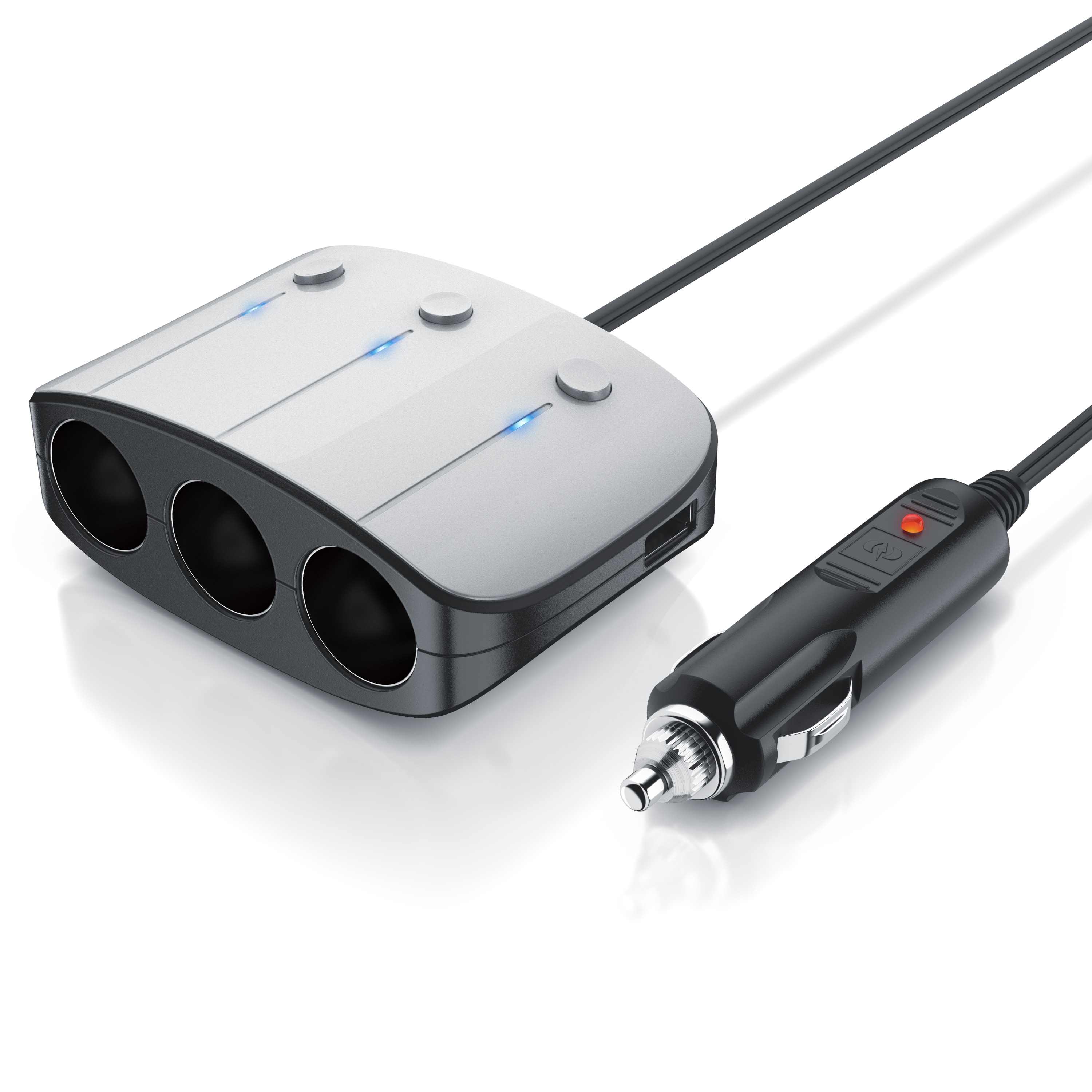 Aplic KFZ-Adapter, 3-fach Zigarettenanz&uuml;nder Verteiler, 2x USB Ladeadapter & &Uuml;berlastschutz 