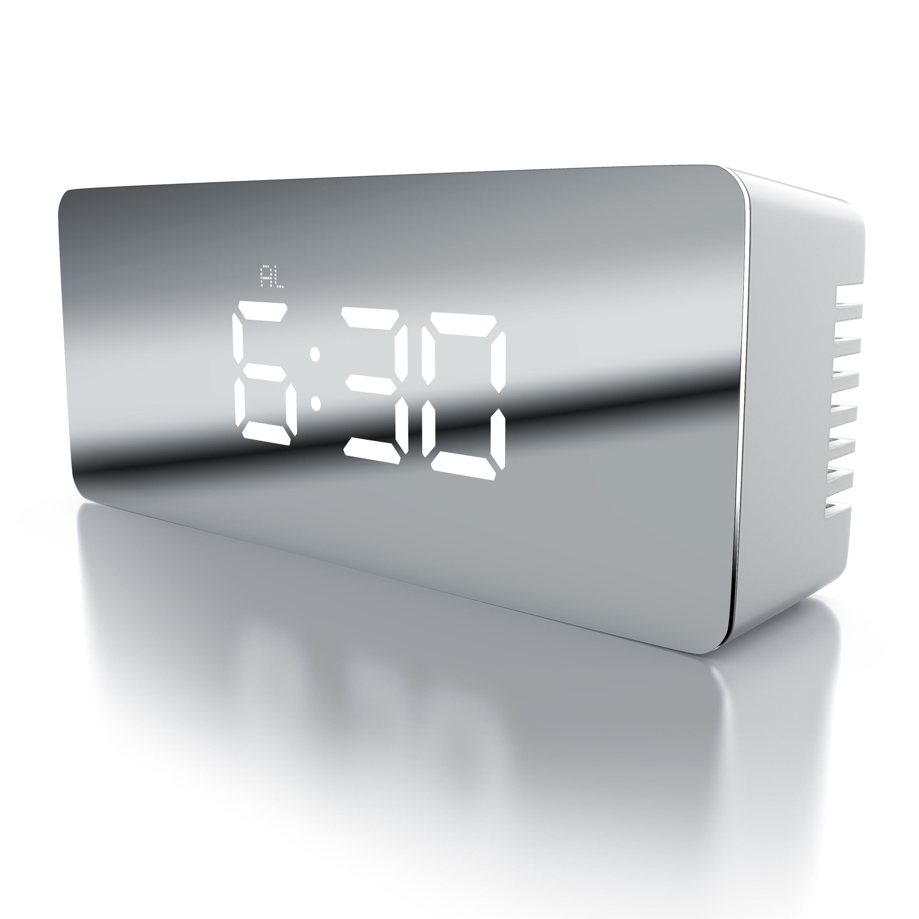 BEARWARE Wecker, LED Digital Spiegelwecker mit Nachtmodus & Temperaturanzeige, Kosmetikspiegel 