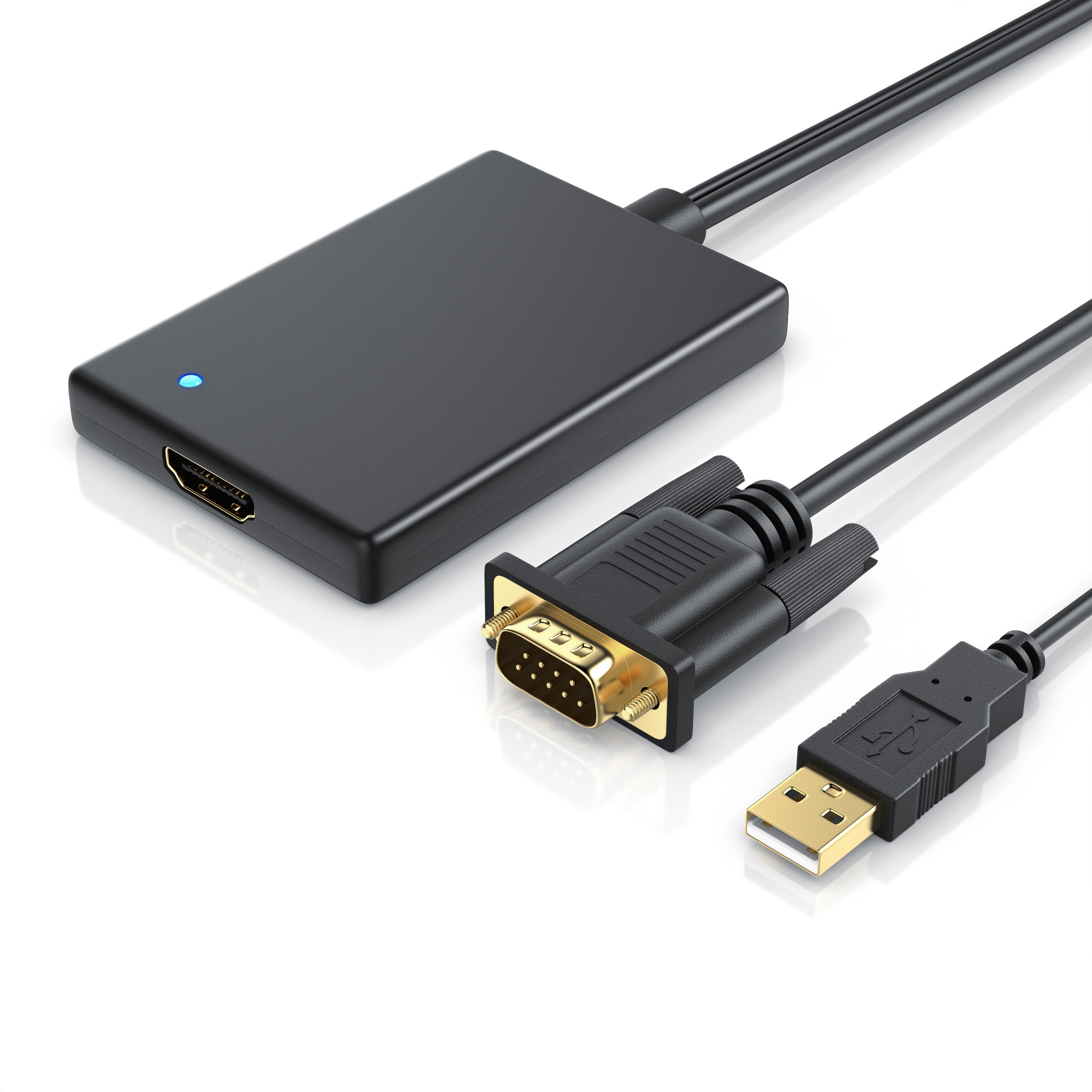 CSL Audio- & Video-Adapter VGA, USB Typ A zu HDMI, VGA zu HDMI Adapter, Konverter Kabel 1920x1080 Full HD 1080p 