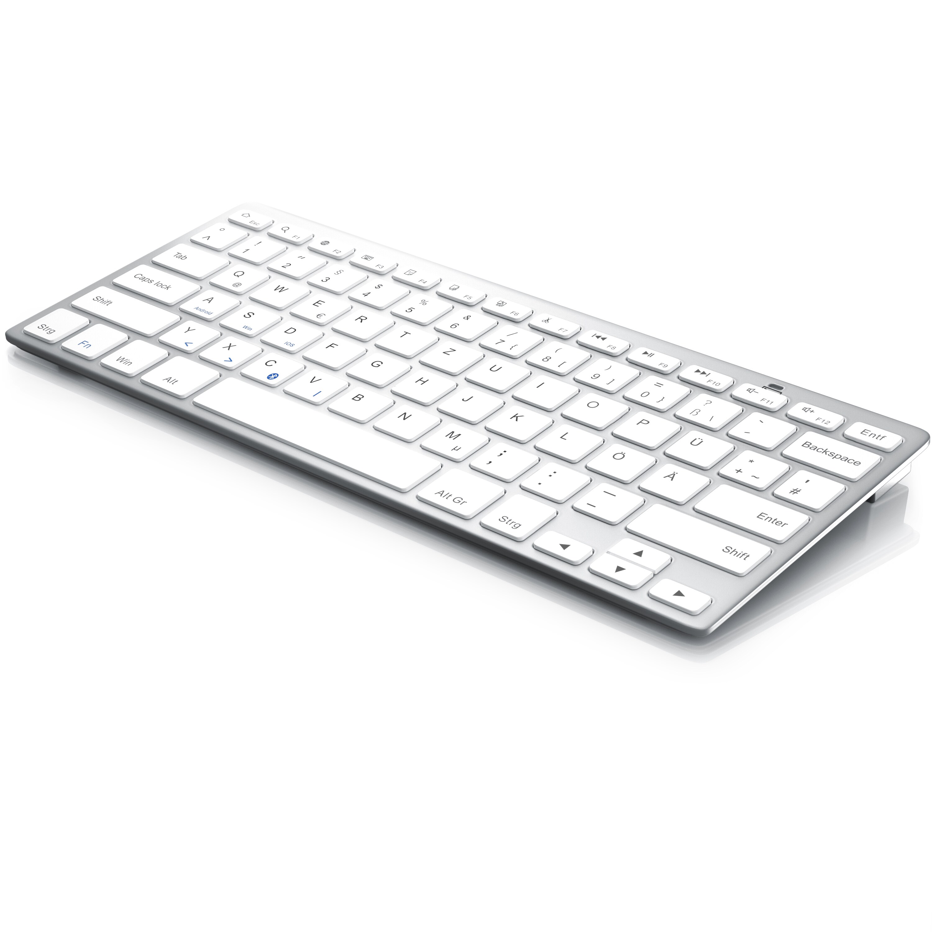 CSL Wireless-Tastatur, Bluetooth Keyboard, Ultra d&uuml;nnes Design, ergonomisch & trageleicht, silber 
