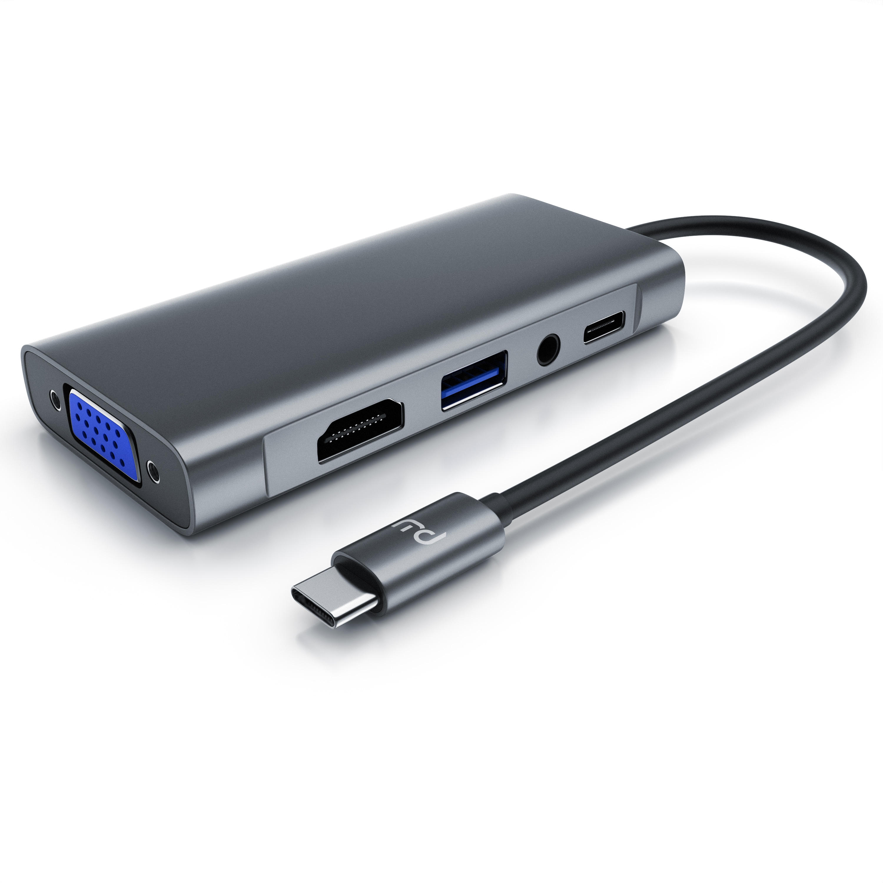 Primewire 5 in 1 USB 3.2 Gen1 Typ C Hub zu VGA Adapter, 4K HDMI + USB Typ A + Typ C PD Ladeport f&uuml;r Macbook Laptop etc. 