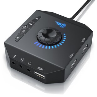 CSL externe USB Soundkarte mit Lautstärkeregelung Anschluss für Headset, Kopfhörer, Mikrofon 
