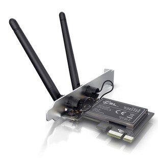 CSL WLAN Netzwerkkarte 2,4 Ghz PCIe - 300 Mbit s WiFi Adapter Karte - 2 Externe 2dbi Antennen 
