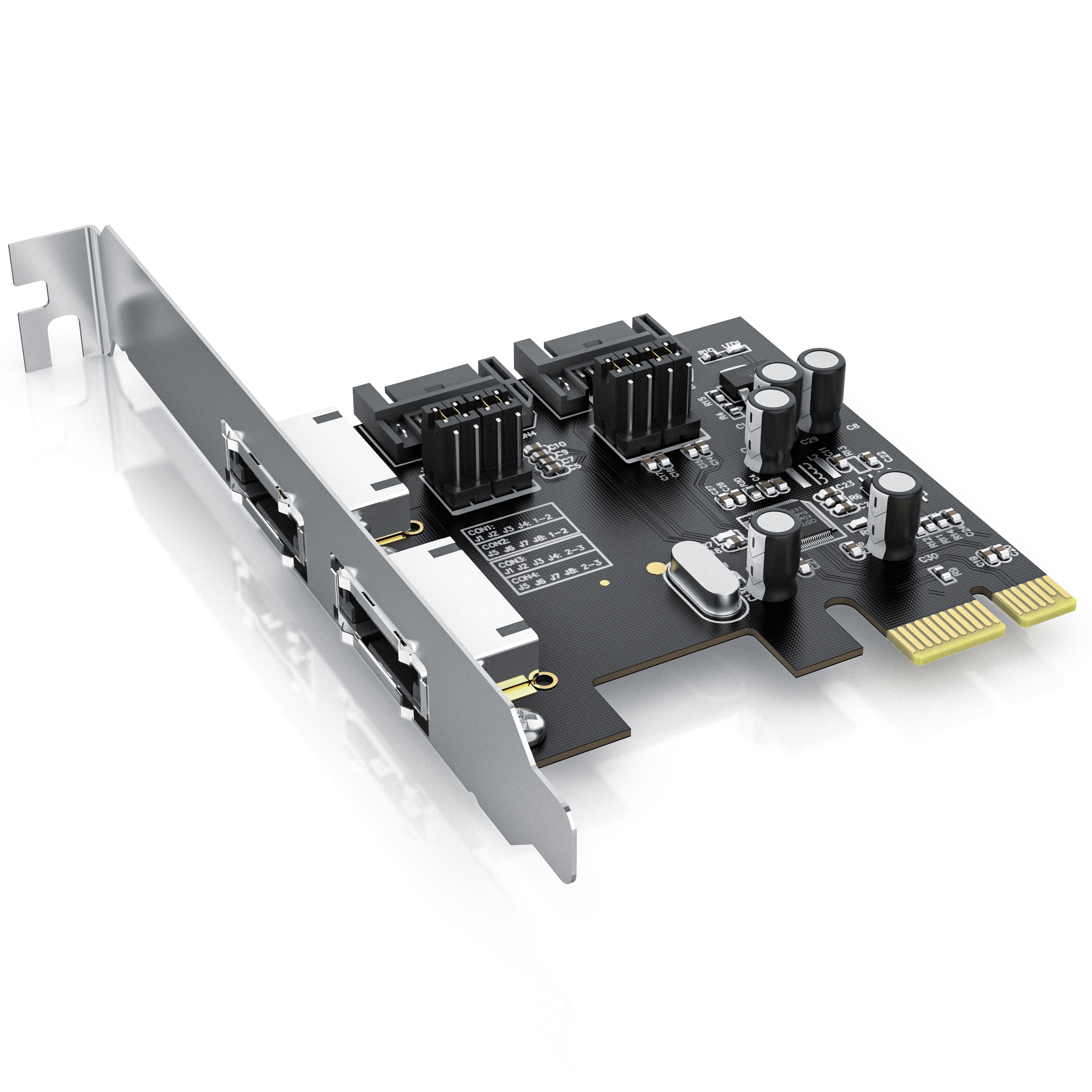 CSL PCIe Schnittstellenkarte f&uuml;r SATA III / eSata III 2x intern SATA & 2x extern eSATA 