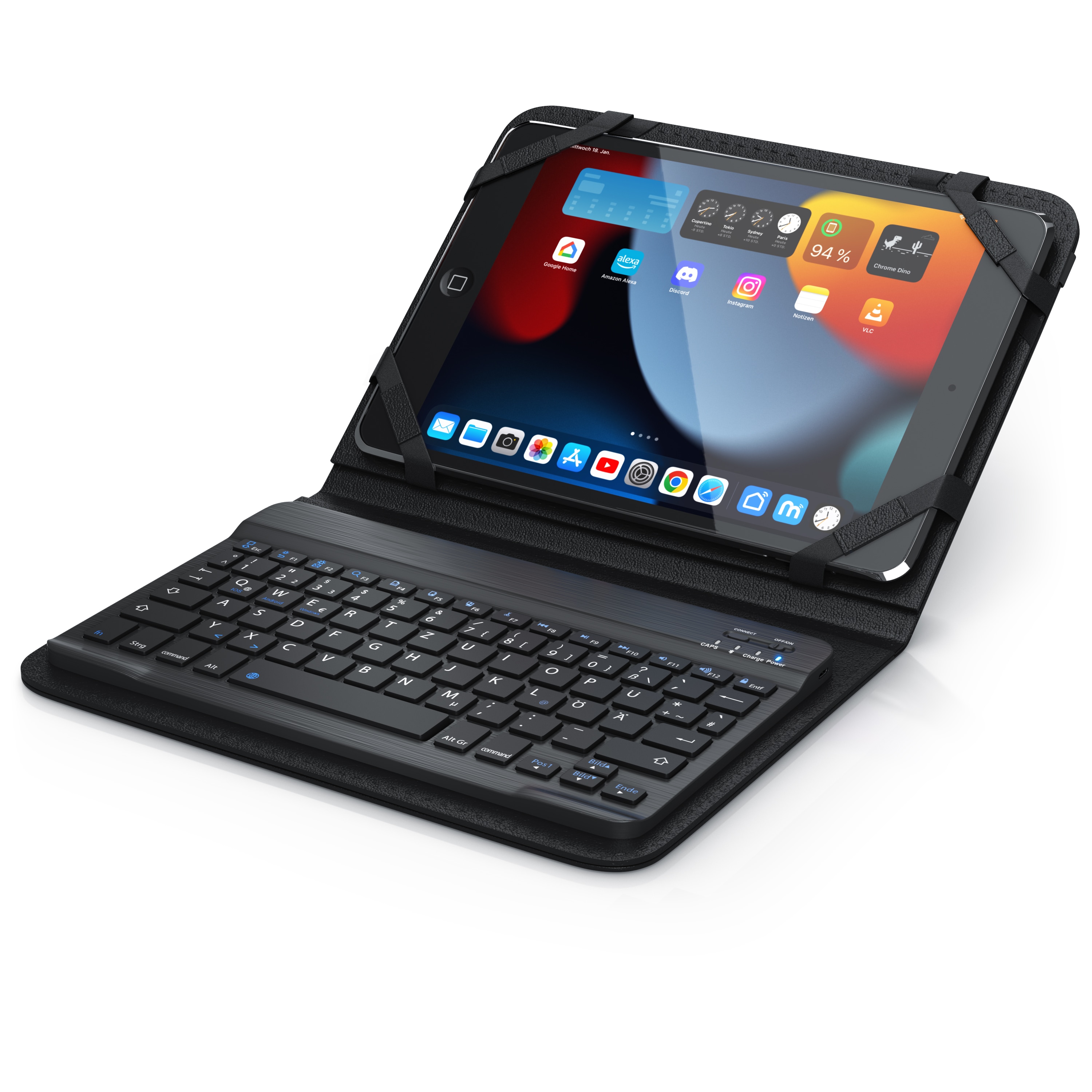 Aplic Bluetooth-Tastatur inkl. Kunstledercase f&uuml;r 9-10 Tablets ideal f&uuml;r den mobilen Transport 